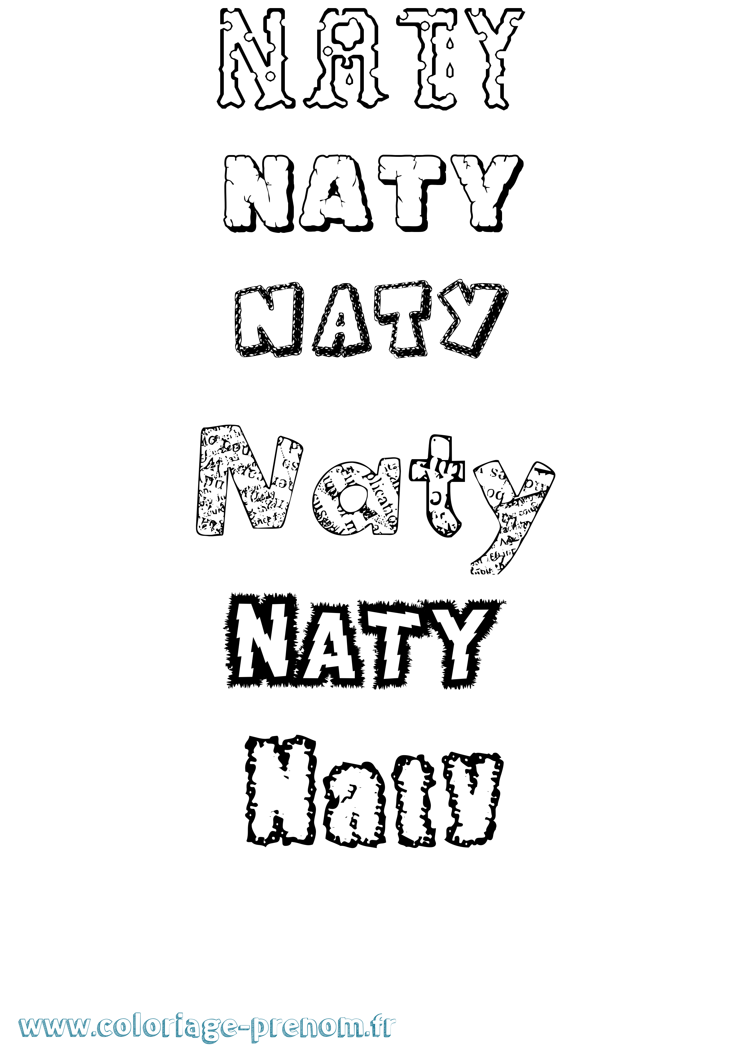 Coloriage prénom Naty Destructuré