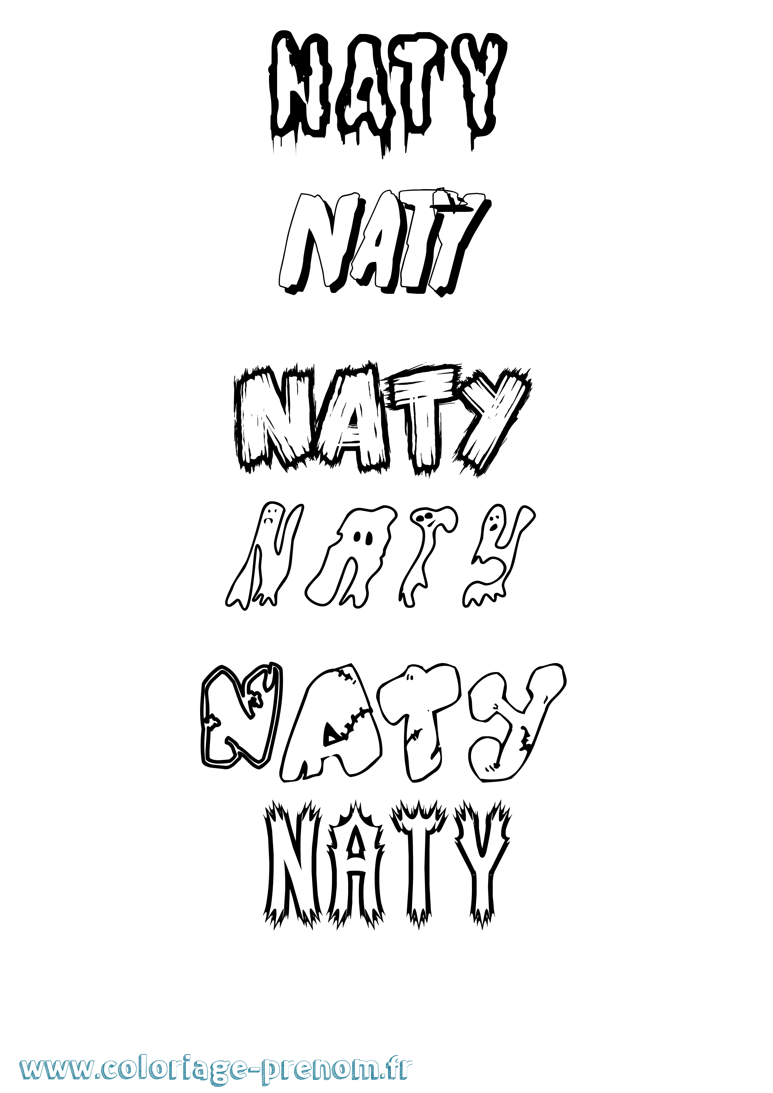 Coloriage prénom Naty Frisson
