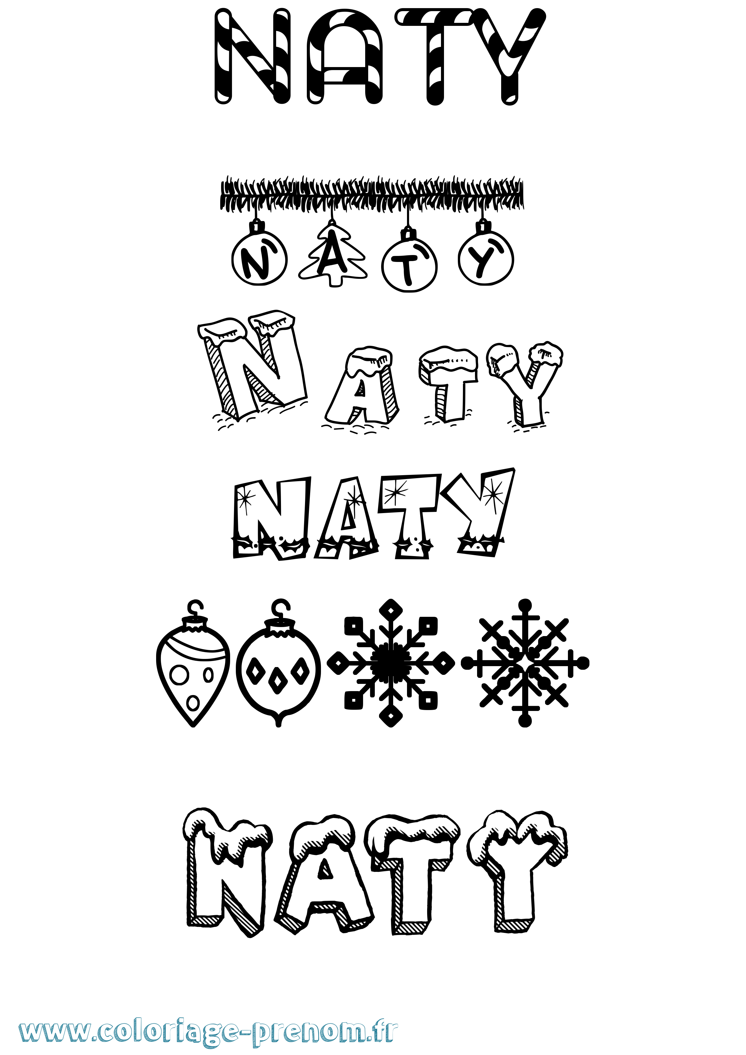 Coloriage prénom Naty Noël