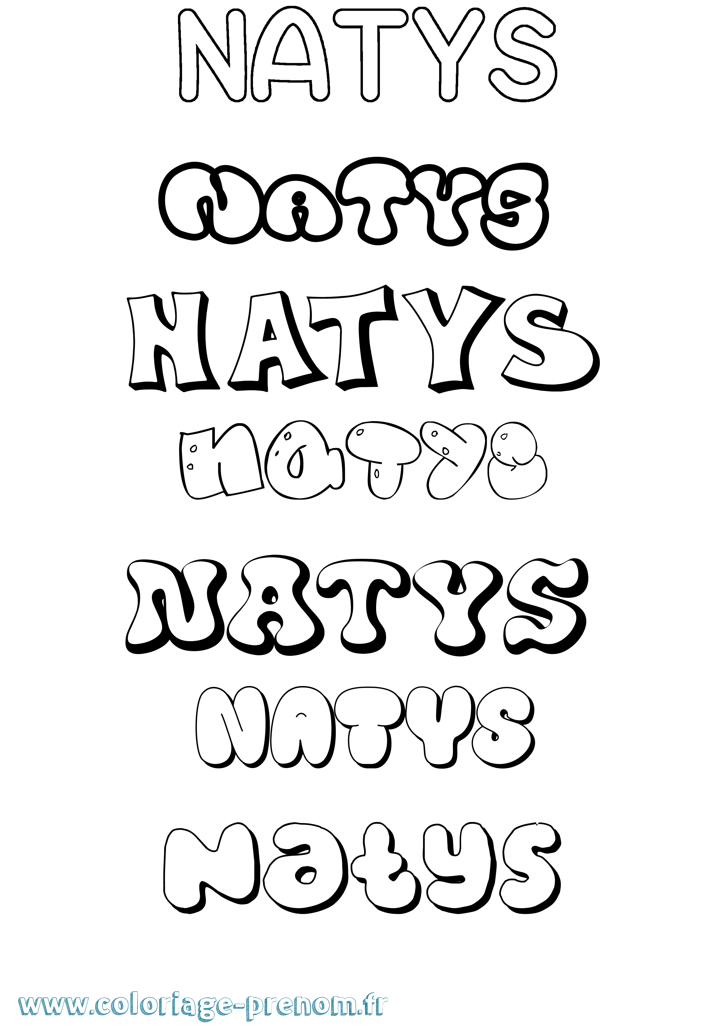 Coloriage Natys Bubble Coloriage prénom Natys Bubble