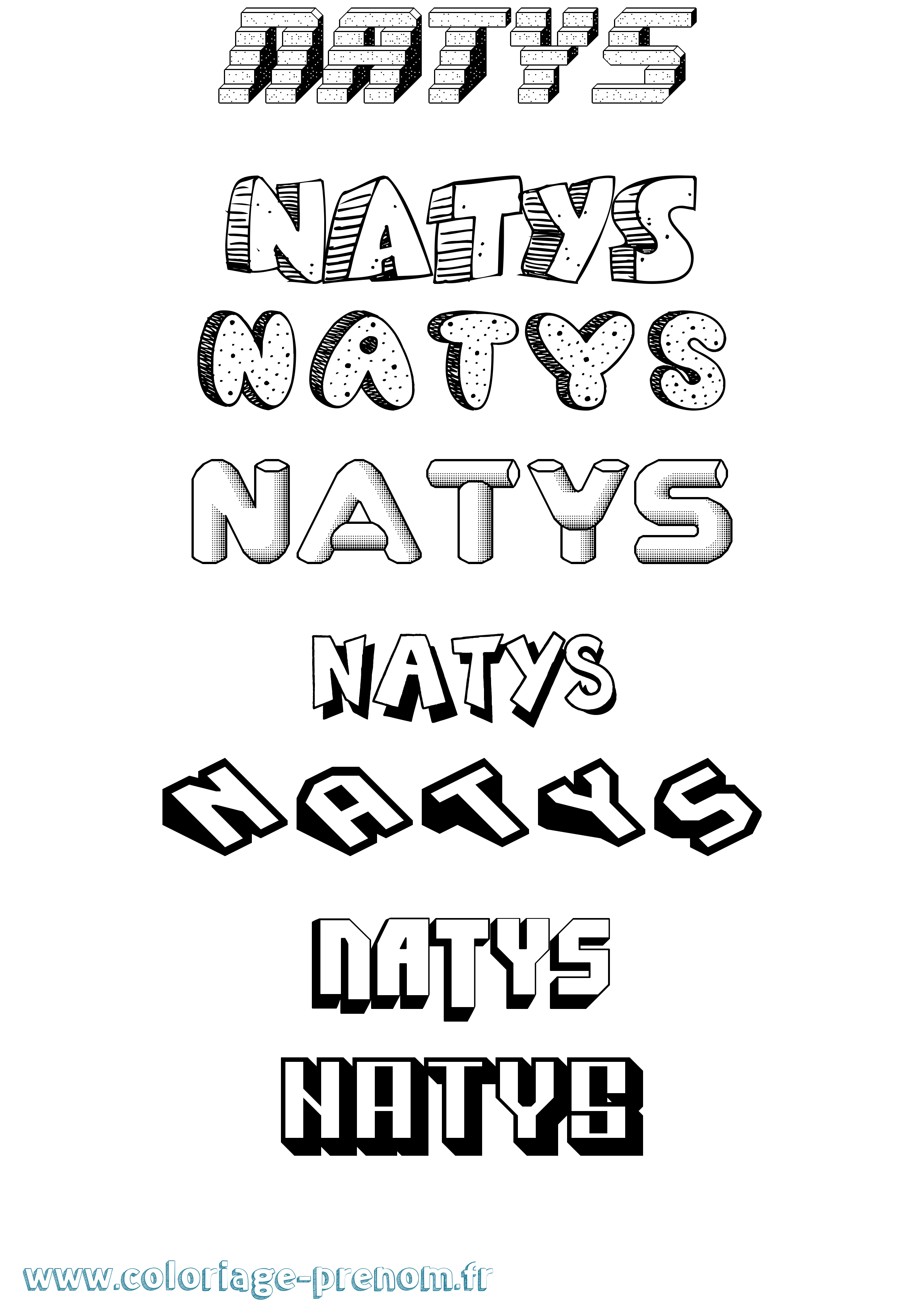 Coloriage Natys Effet 3D Coloriage prénom Natys Effet 3D