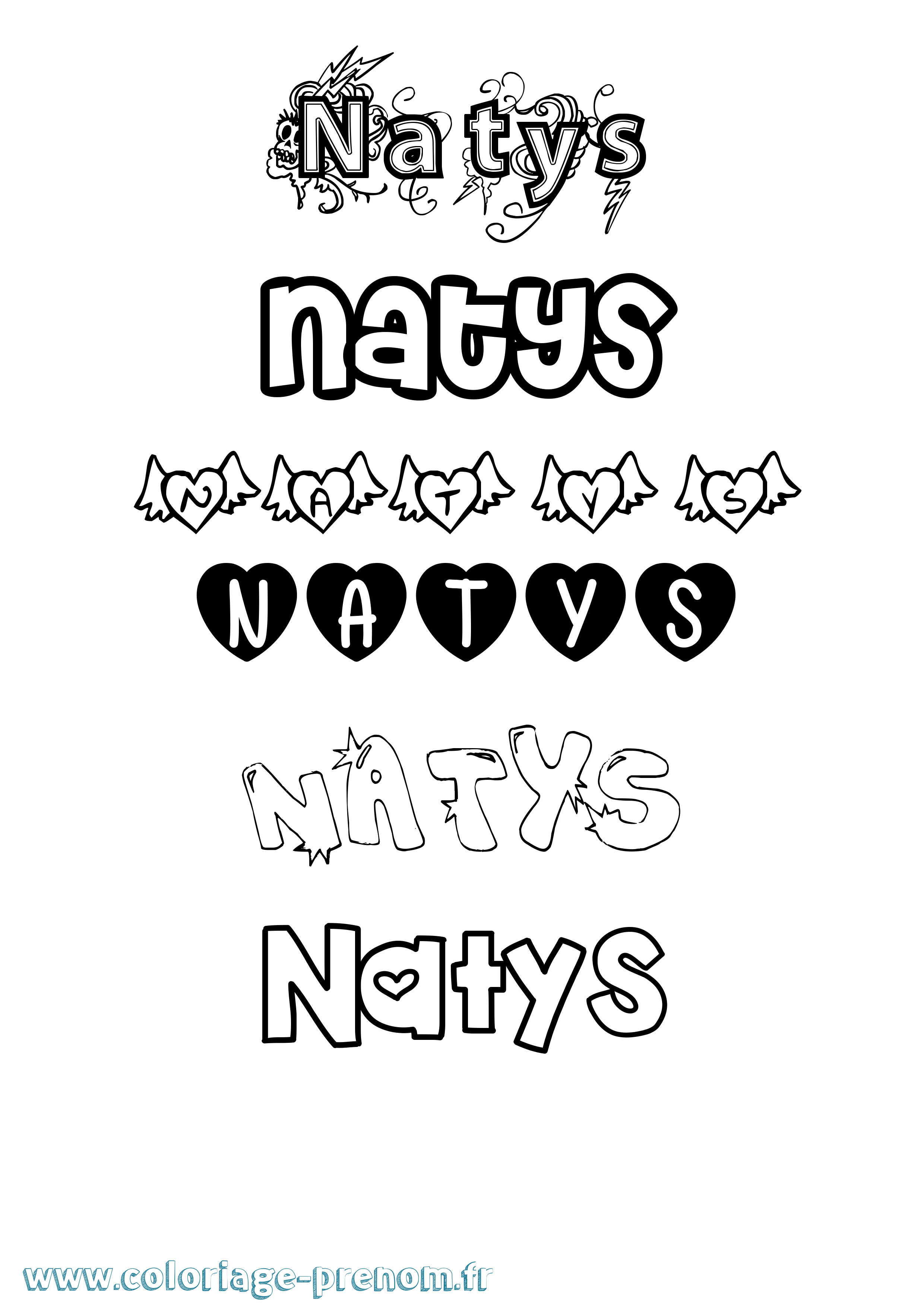 Coloriage Natys Girly Coloriage prénom Natys Girly