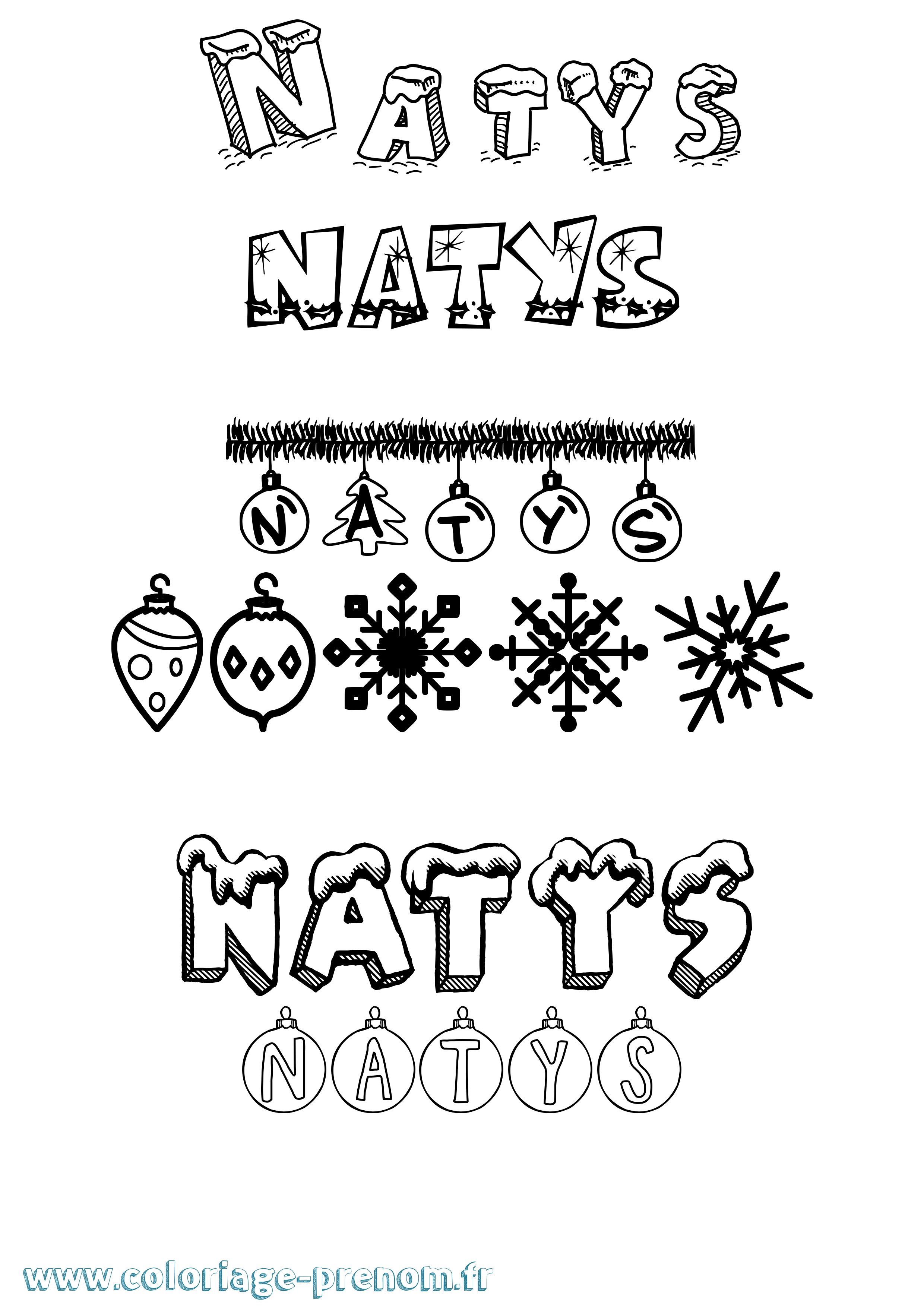 Coloriage Natys Noël Coloriage prénom Natys Noël