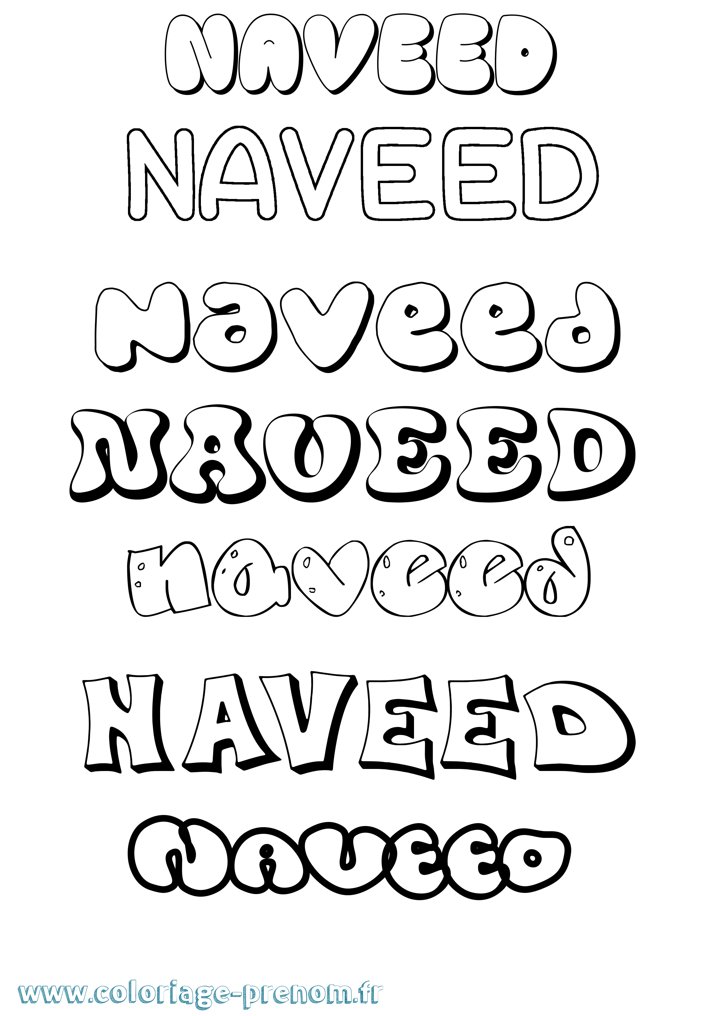 Coloriage Naveed Bubble Coloriage prénom Naveed Bubble