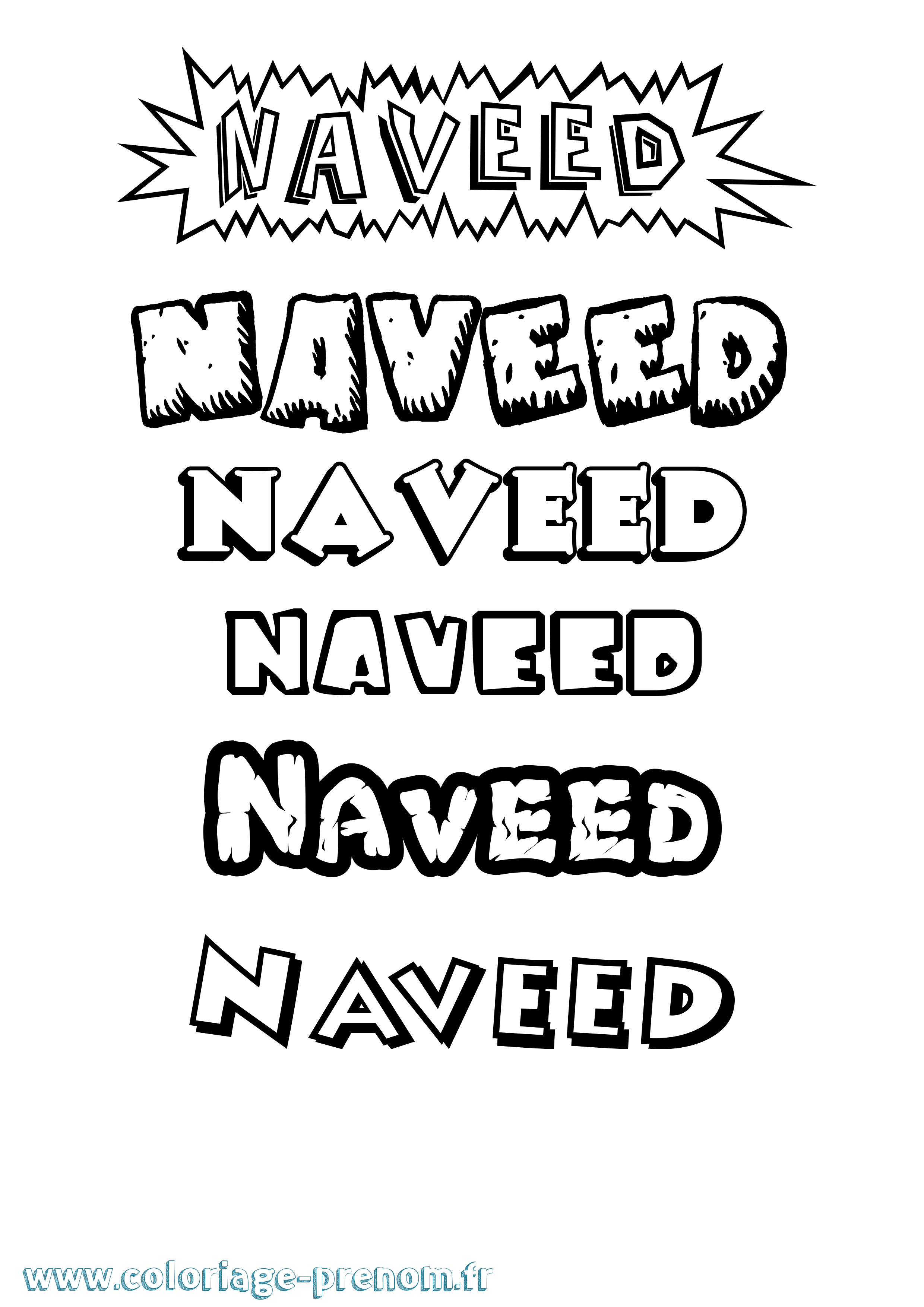Coloriage Naveed Dessin Animé Coloriage prénom Naveed Dessin Animé