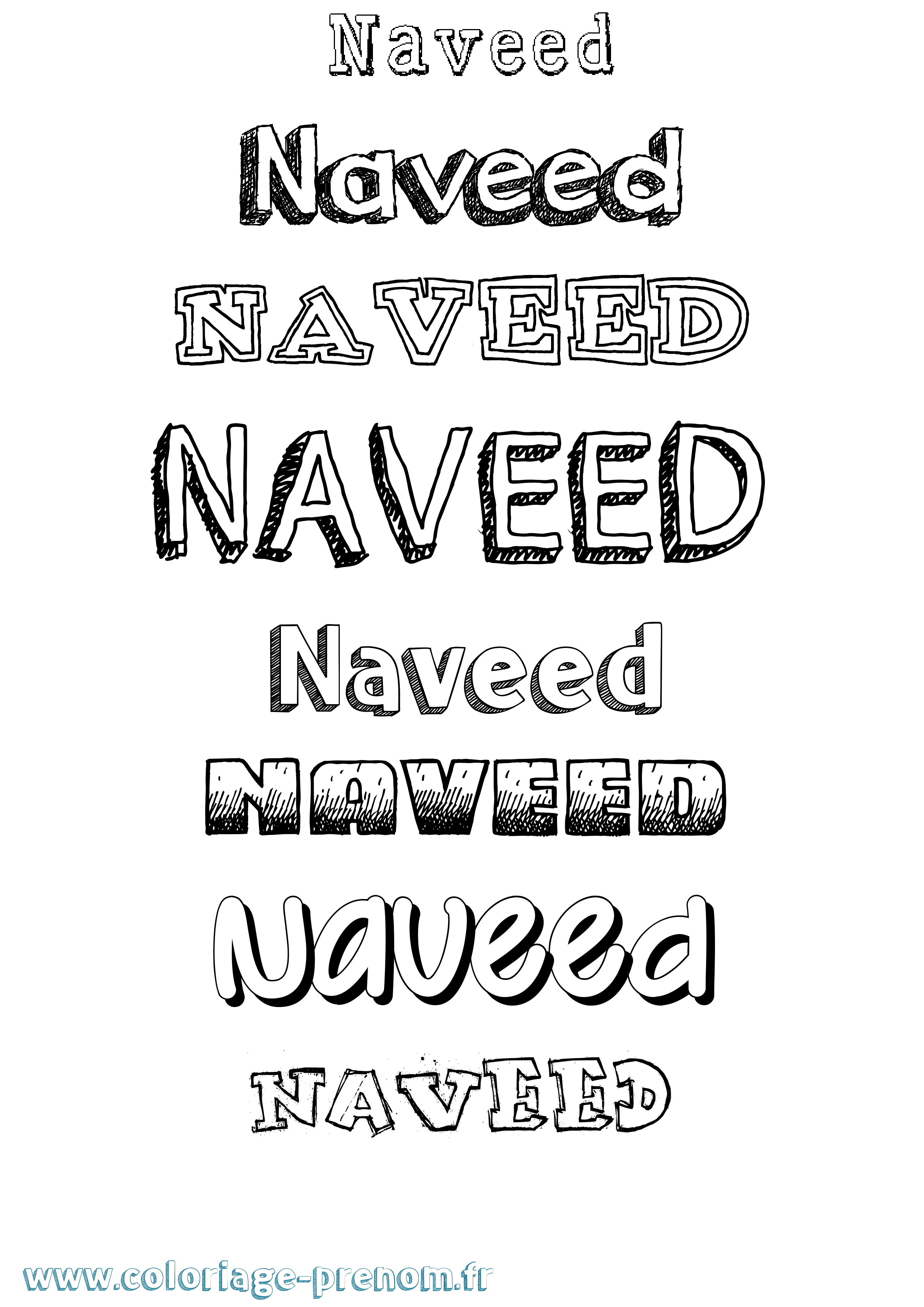 Coloriage Naveed Dessiné Coloriage prénom Naveed Dessiné