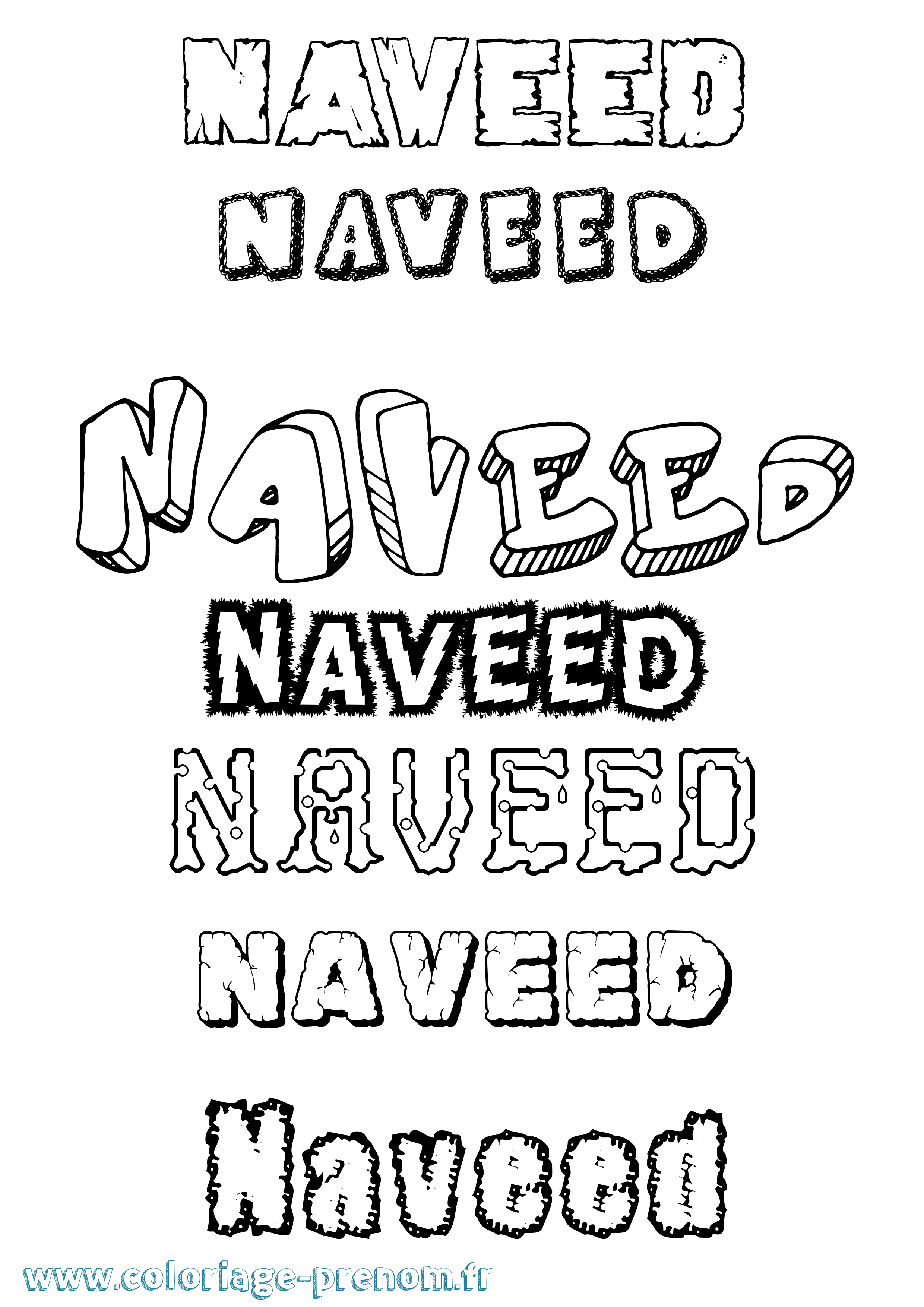 Coloriage Naveed Destructuré Coloriage prénom Naveed Destructuré