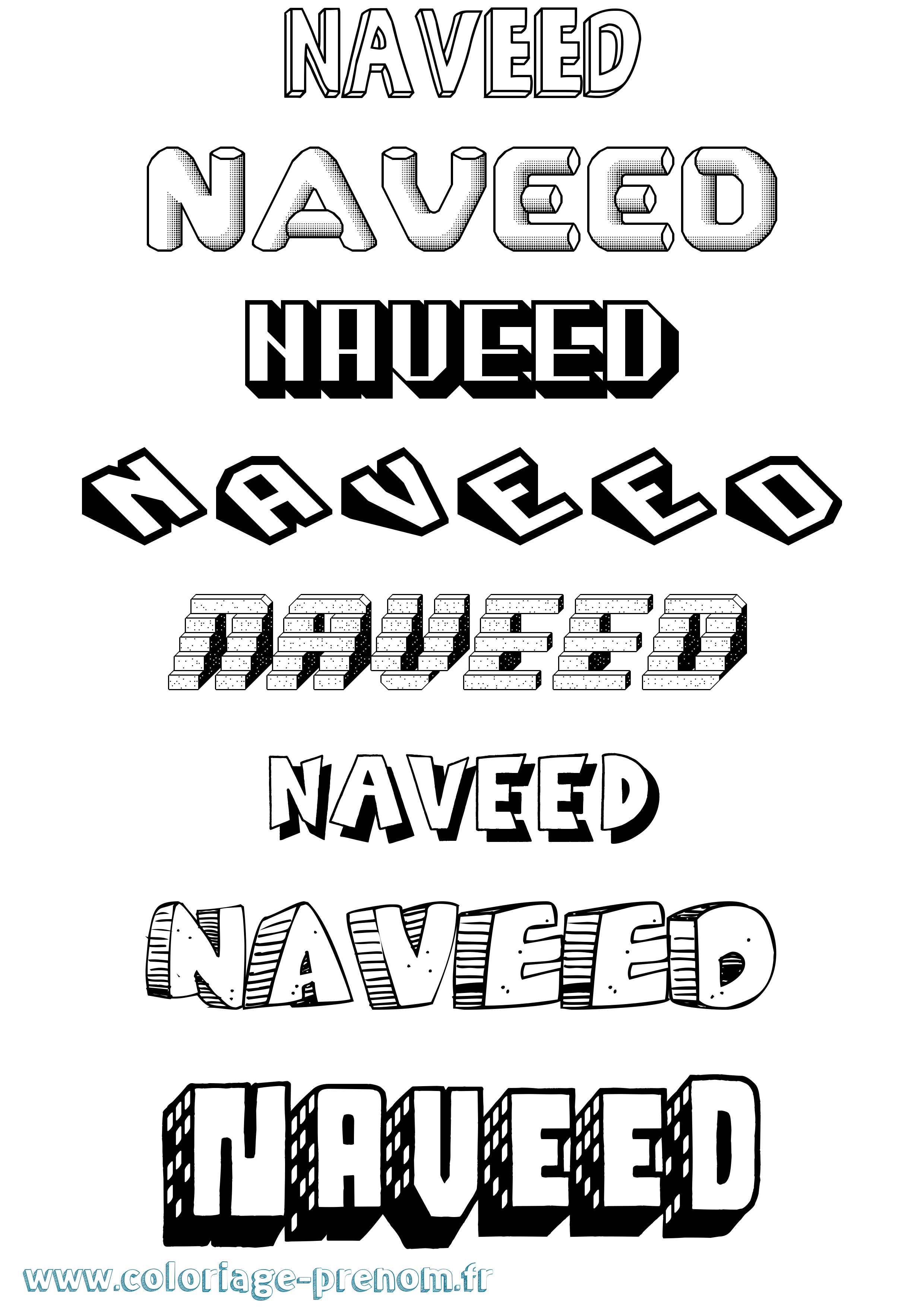 Coloriage Naveed Effet 3D Coloriage prénom Naveed Effet 3D