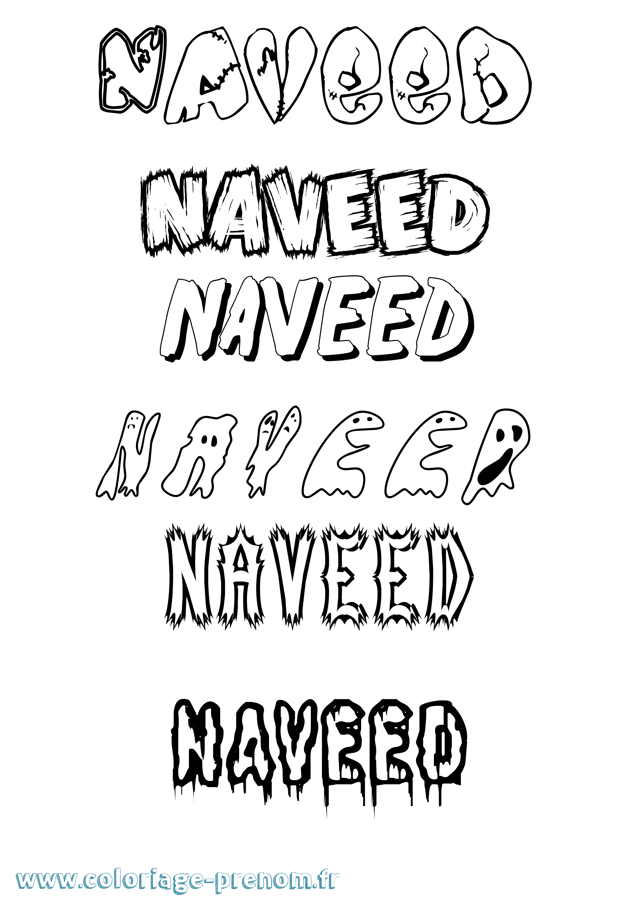 Coloriage Naveed Frisson Coloriage prénom Naveed Frisson