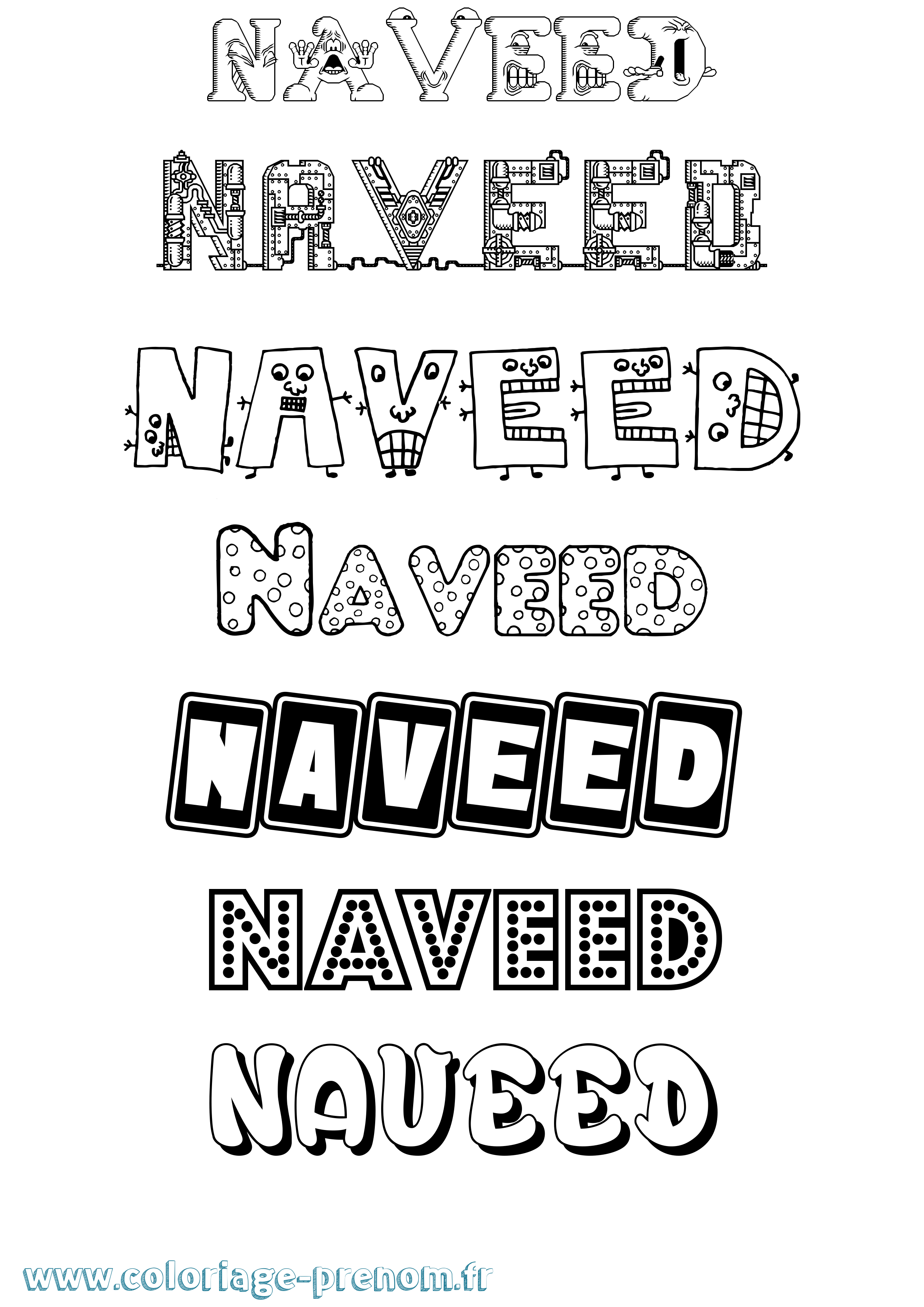 Coloriage Naveed Fun Coloriage prénom Naveed Fun