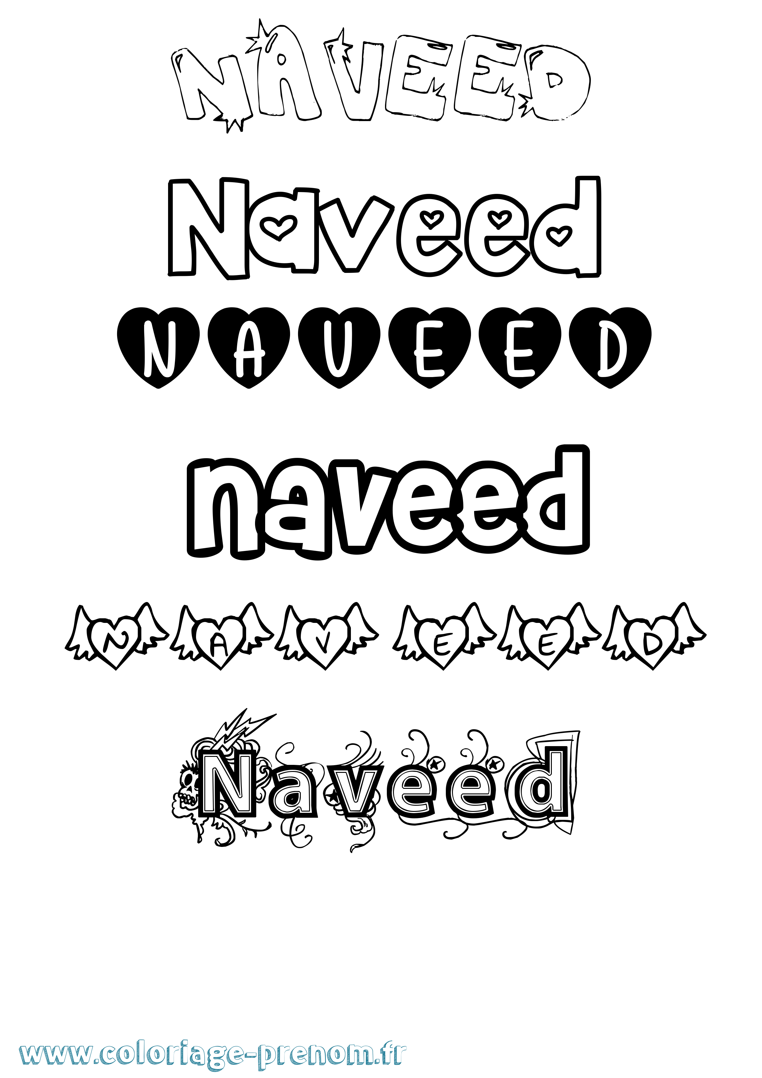 Coloriage Naveed Girly Coloriage prénom Naveed Girly