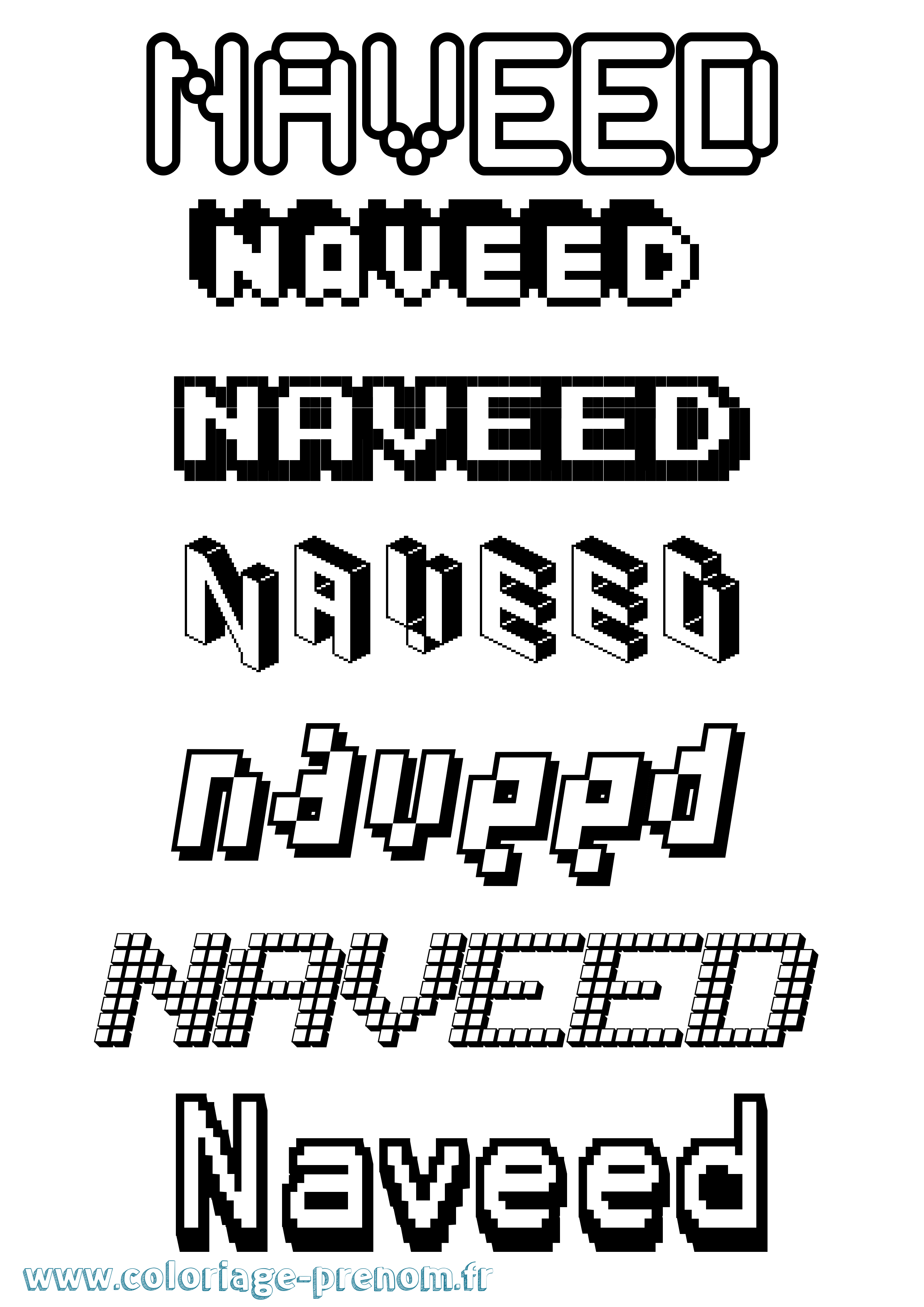 Coloriage Naveed Pixel Coloriage prénom Naveed Pixel