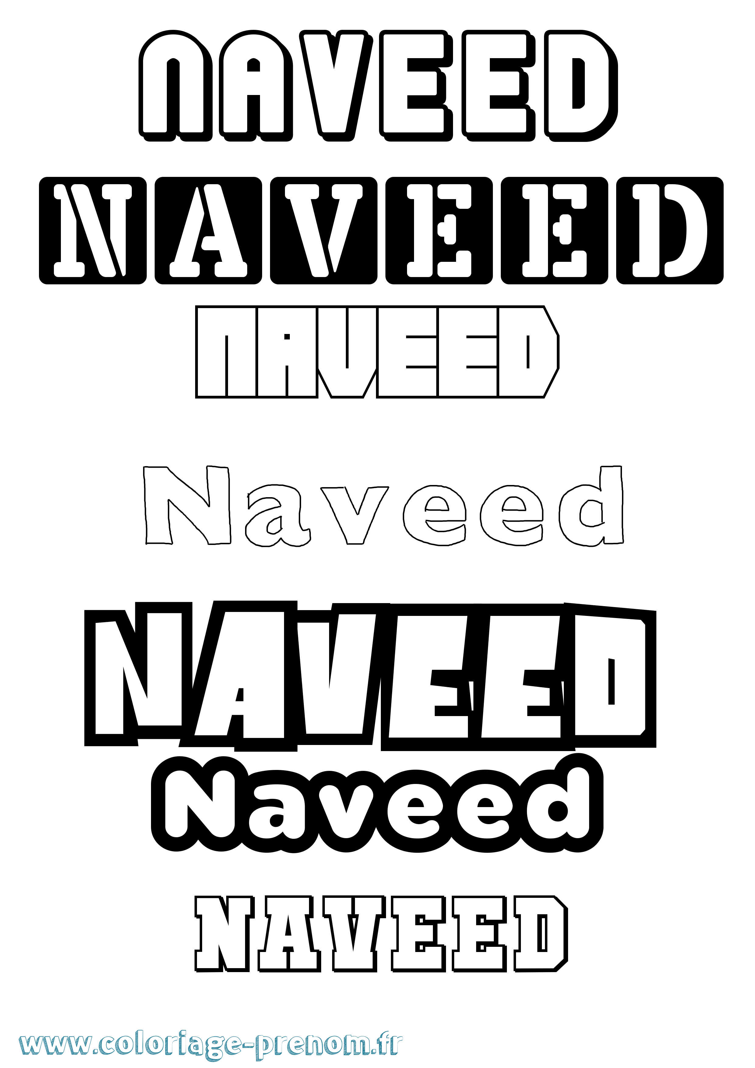 Coloriage Naveed Simple Coloriage prénom Naveed Simple