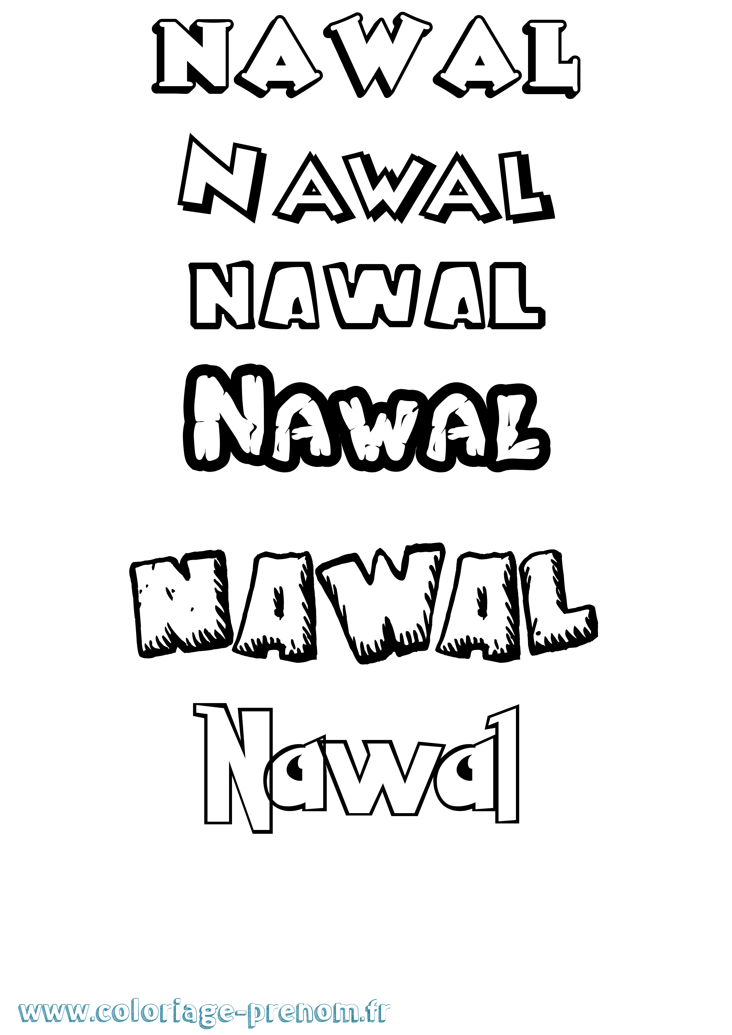Coloriage prénom Nawal