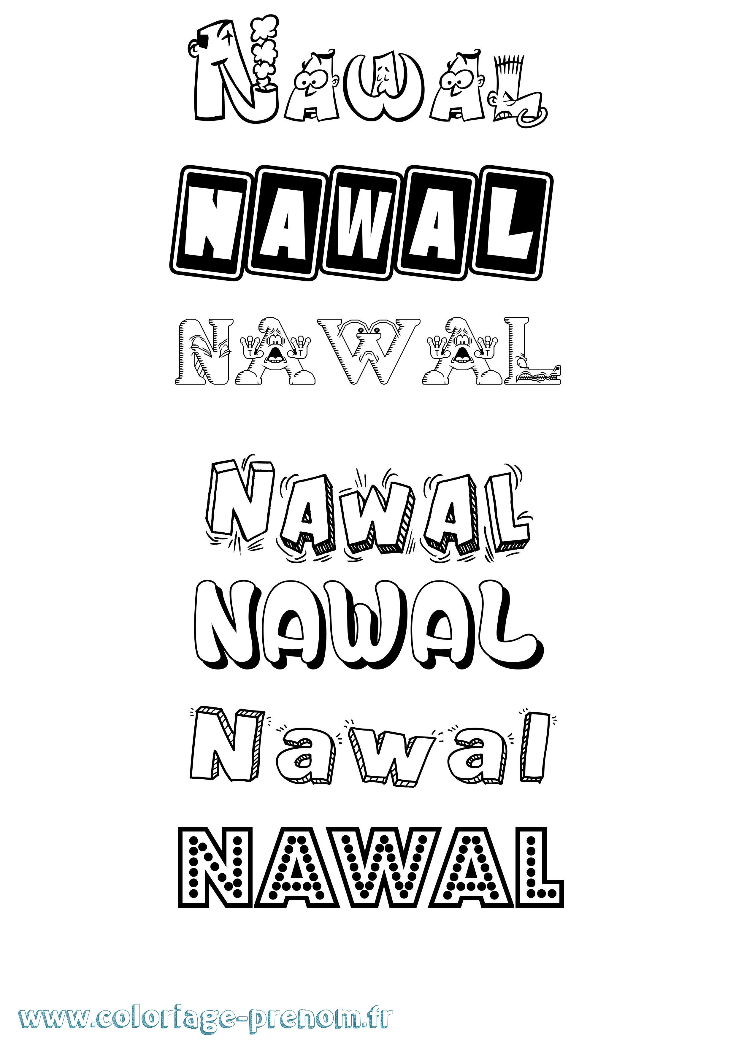 Coloriage prénom Nawal