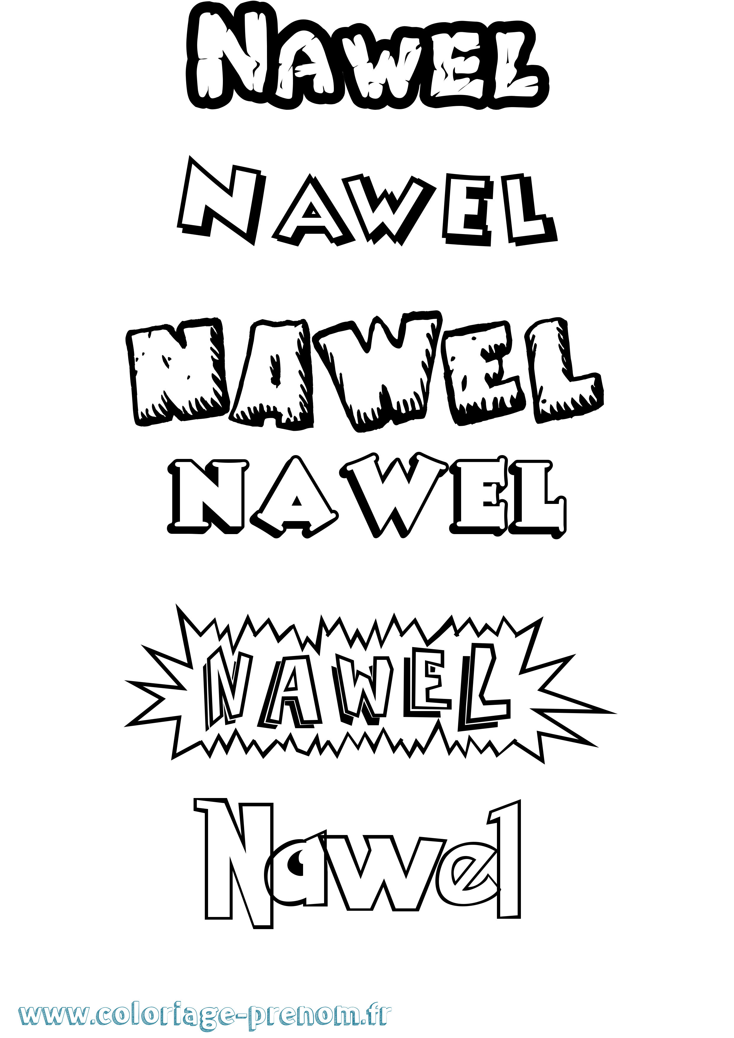 Coloriage prénom Nawel