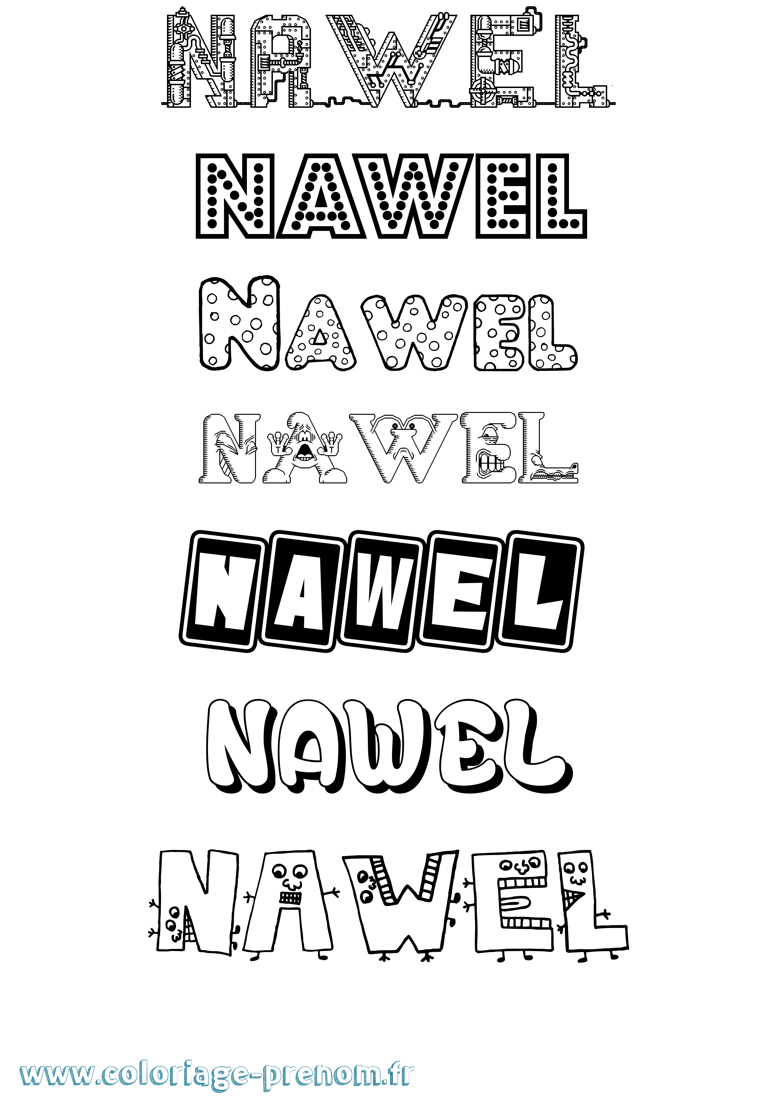 Coloriage prénom Nawel