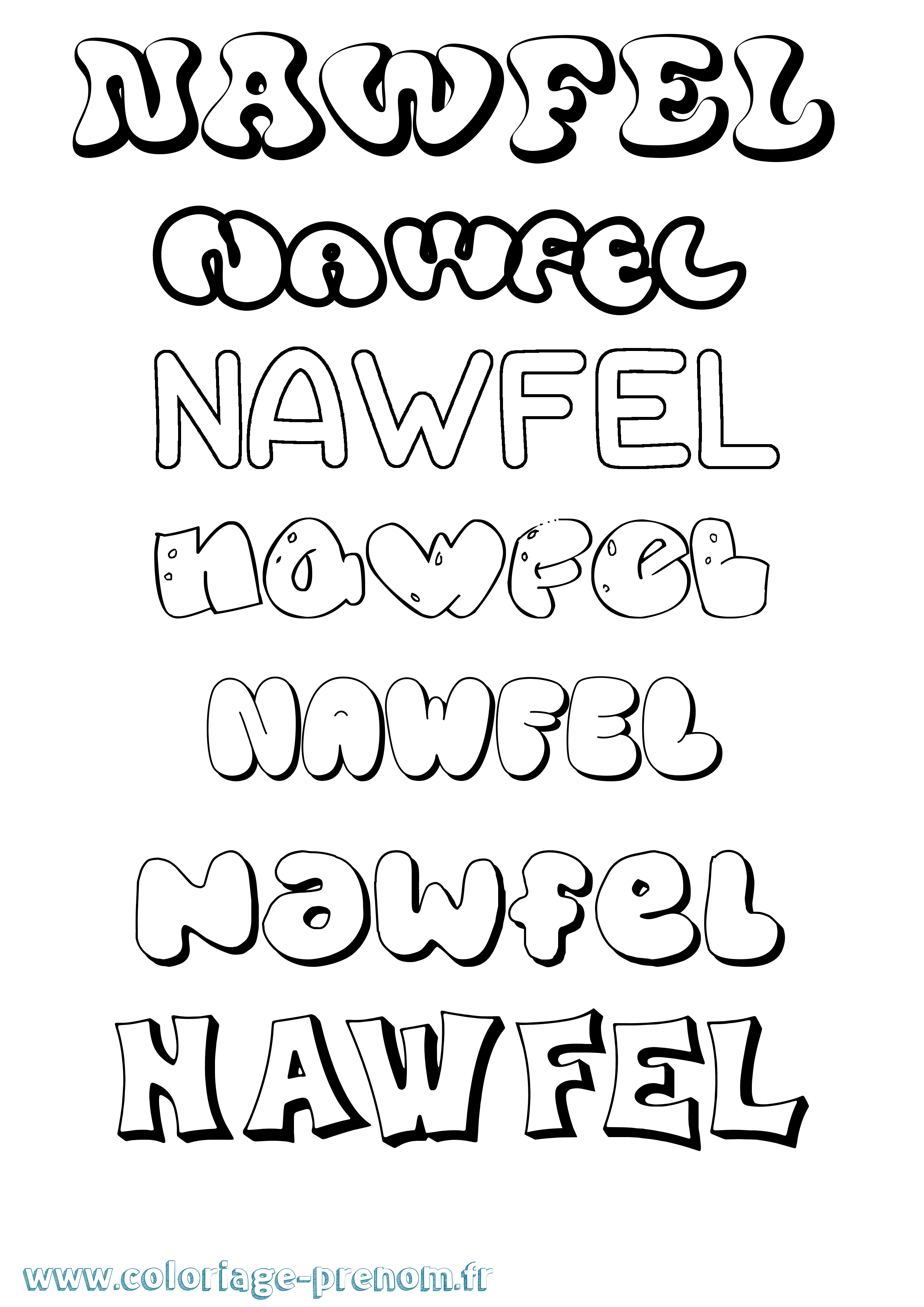 Coloriage Nawfel Coloriage prénom Nawfel