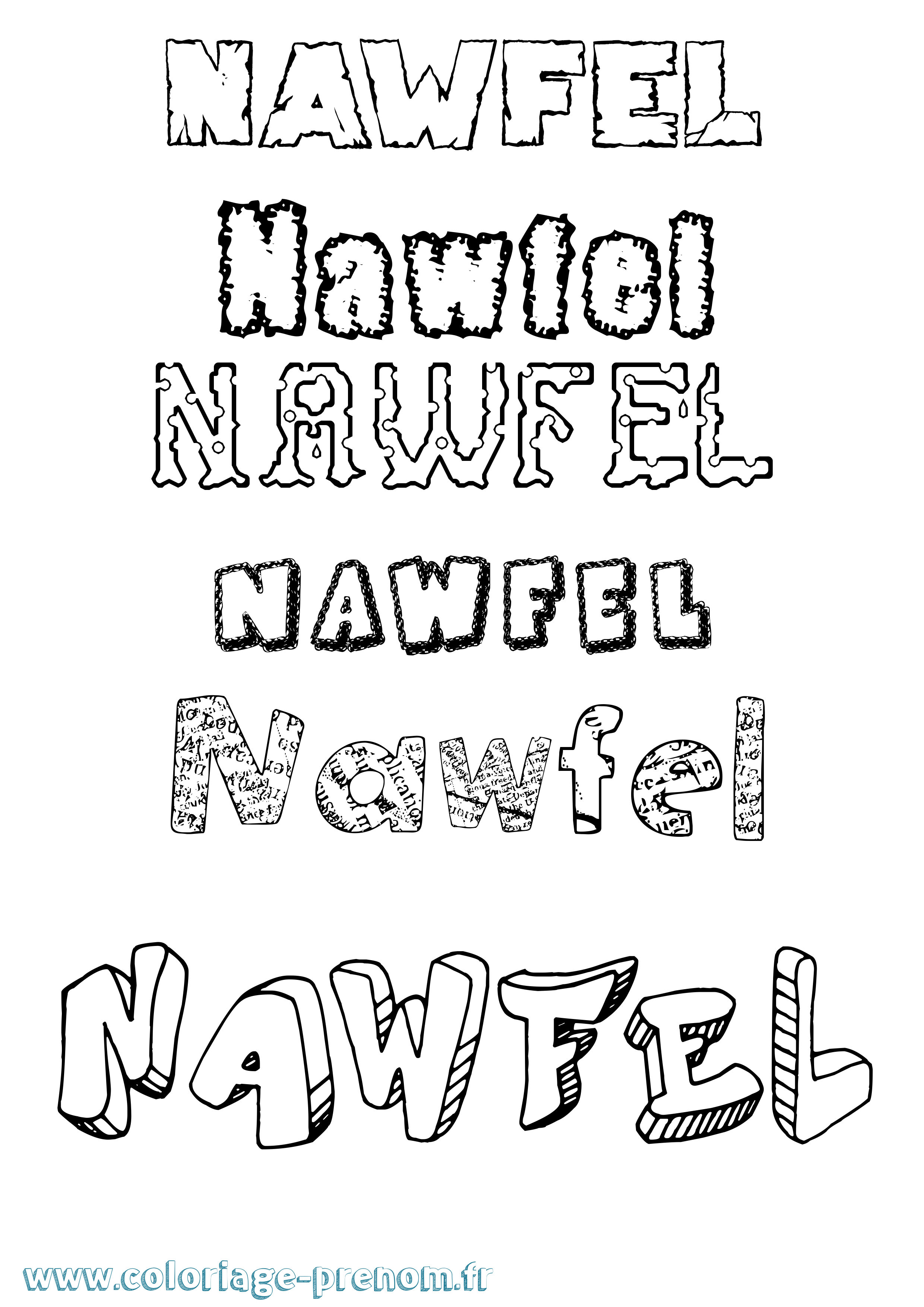 Coloriage prénom Nawfel