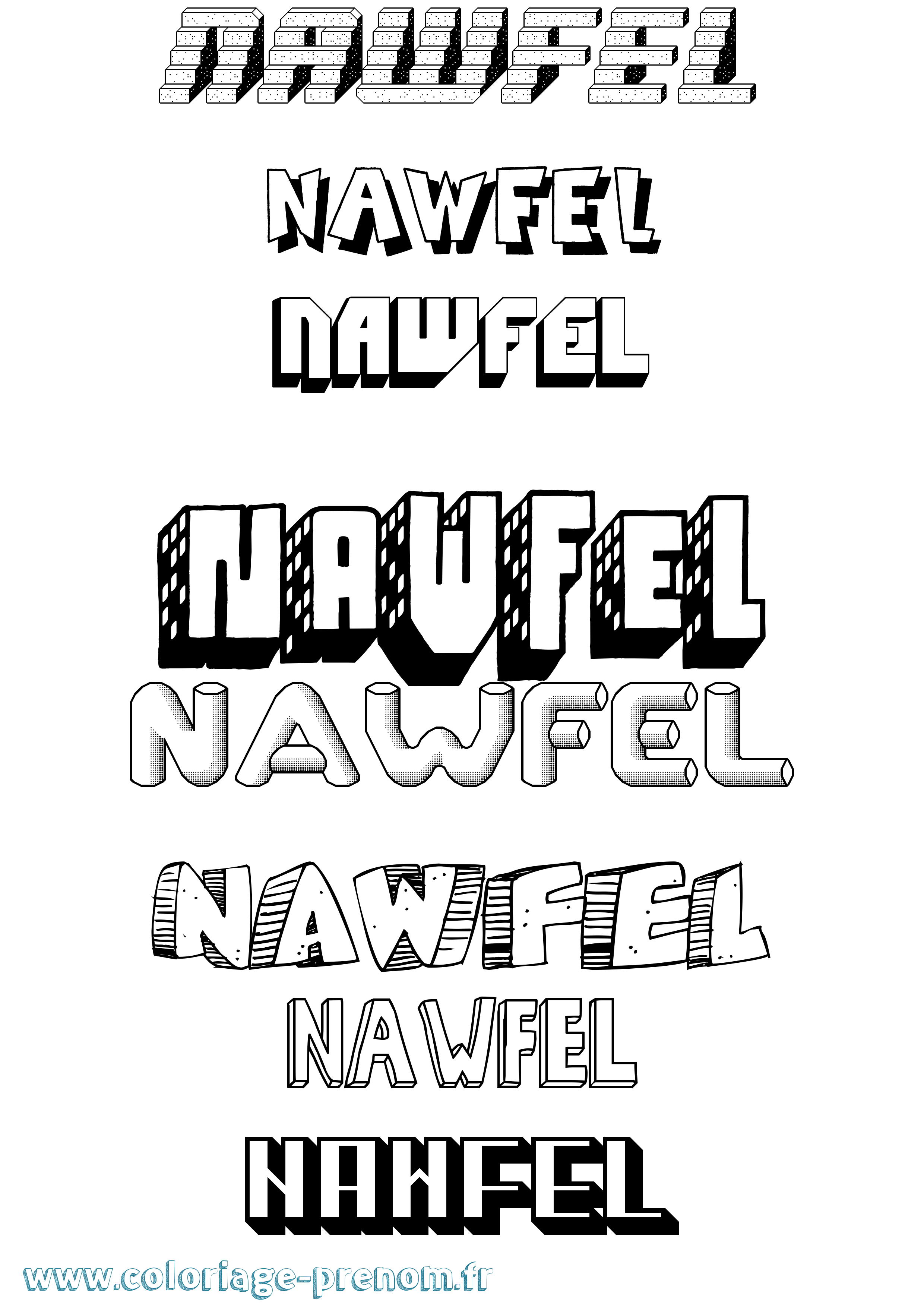Coloriage Nawfel Coloriage prénom Nawfel