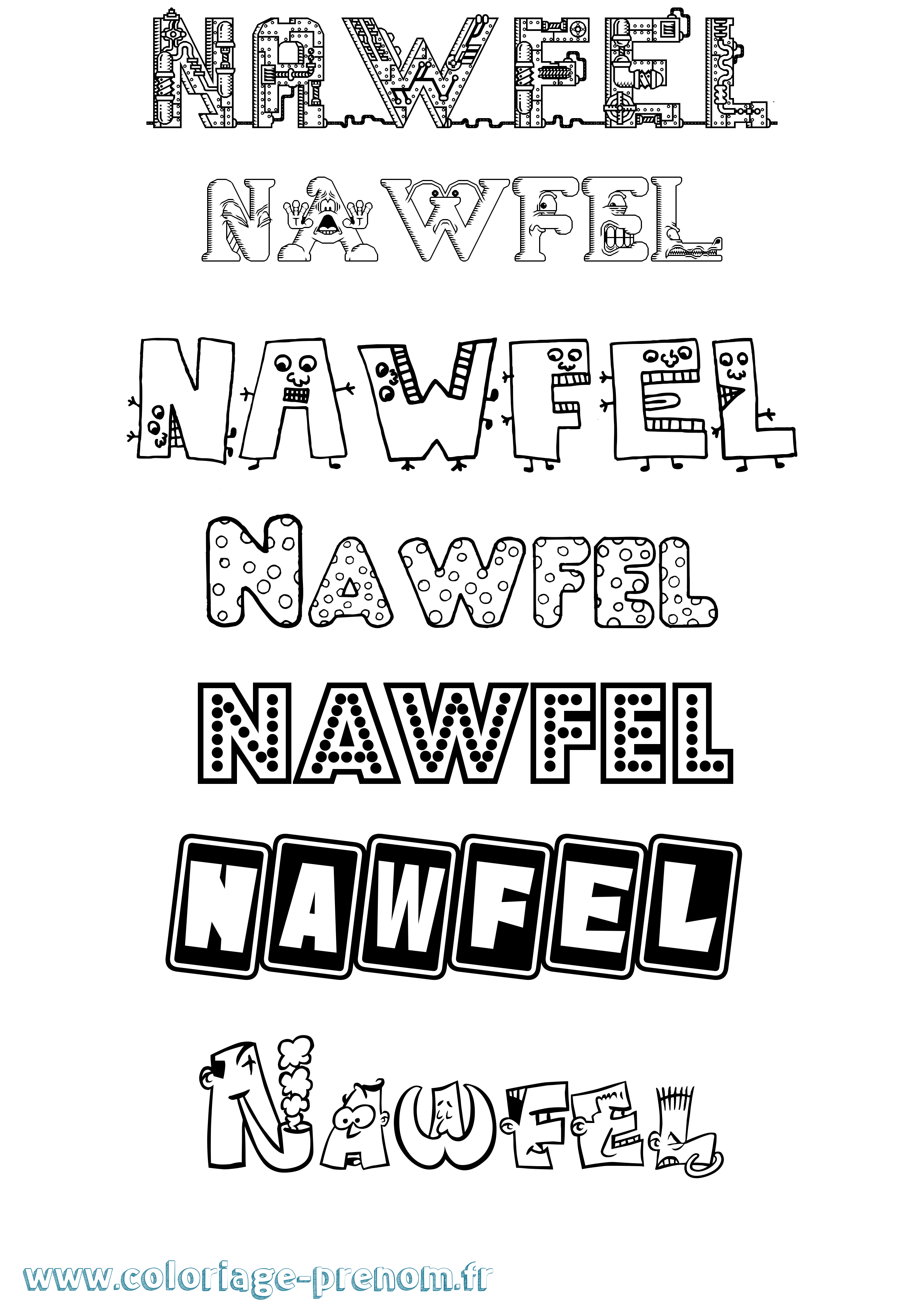 Coloriage Nawfel Coloriage prénom Nawfel