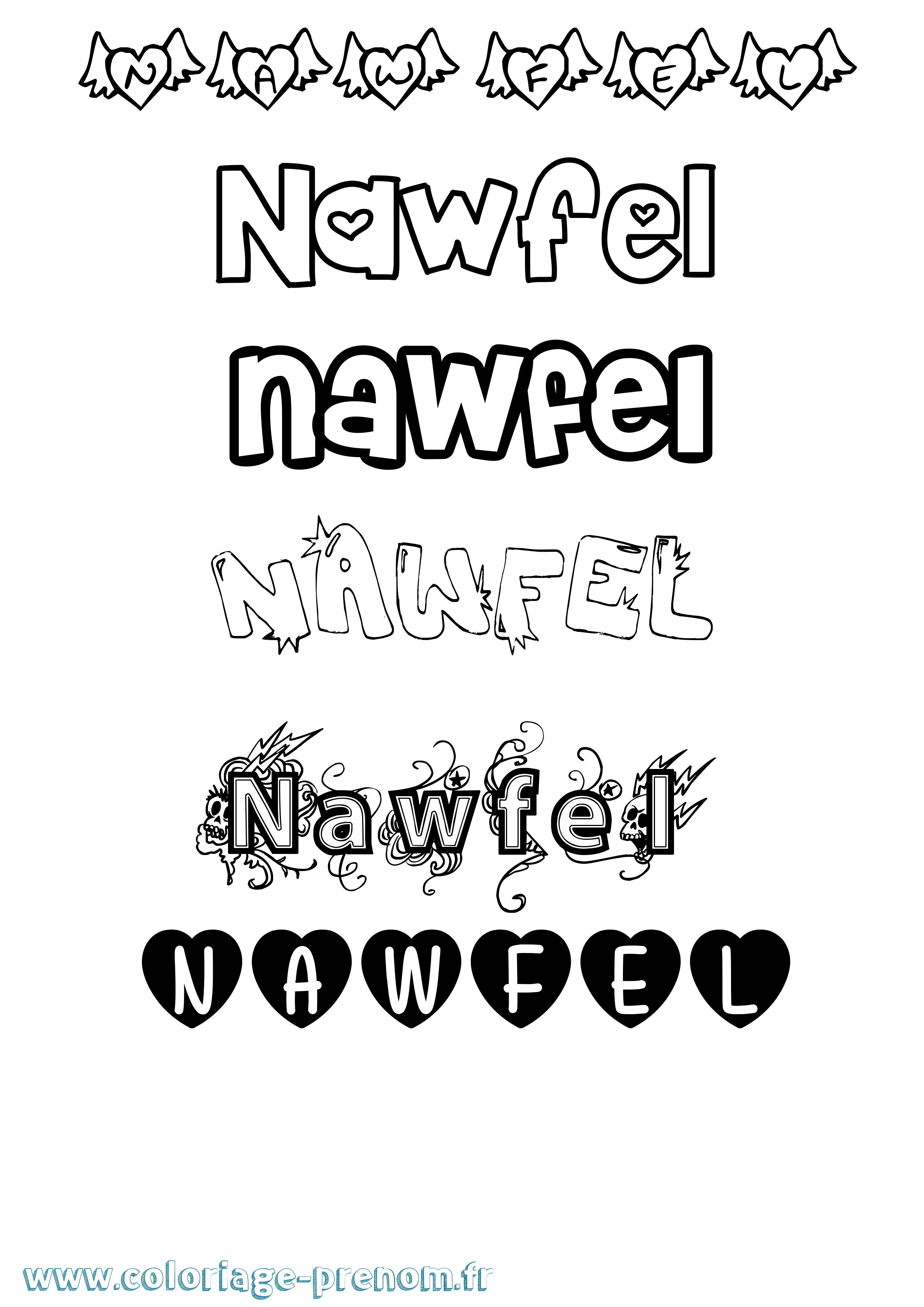 Coloriage Nawfel Coloriage prénom Nawfel