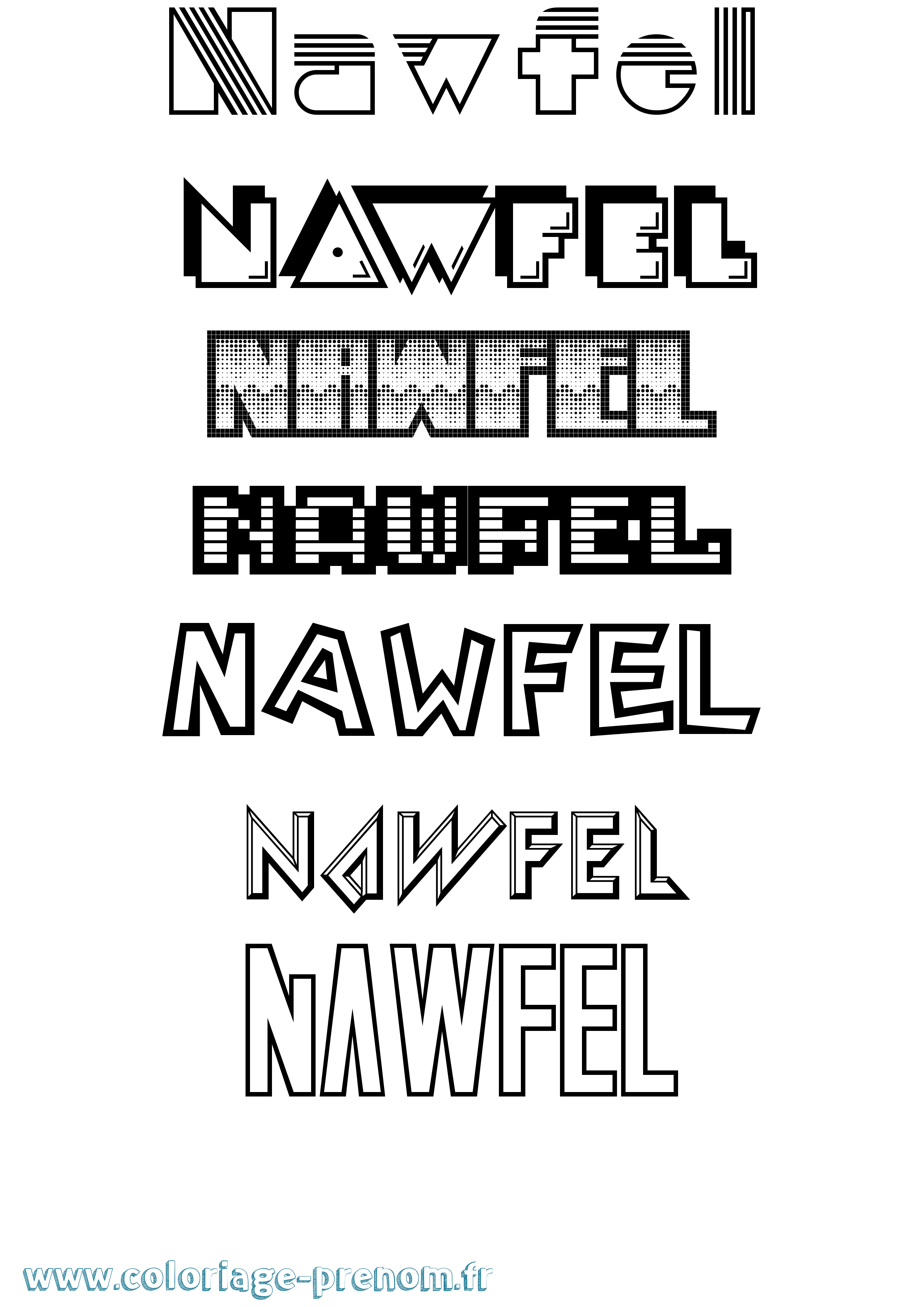 Coloriage Nawfel Coloriage prénom Nawfel