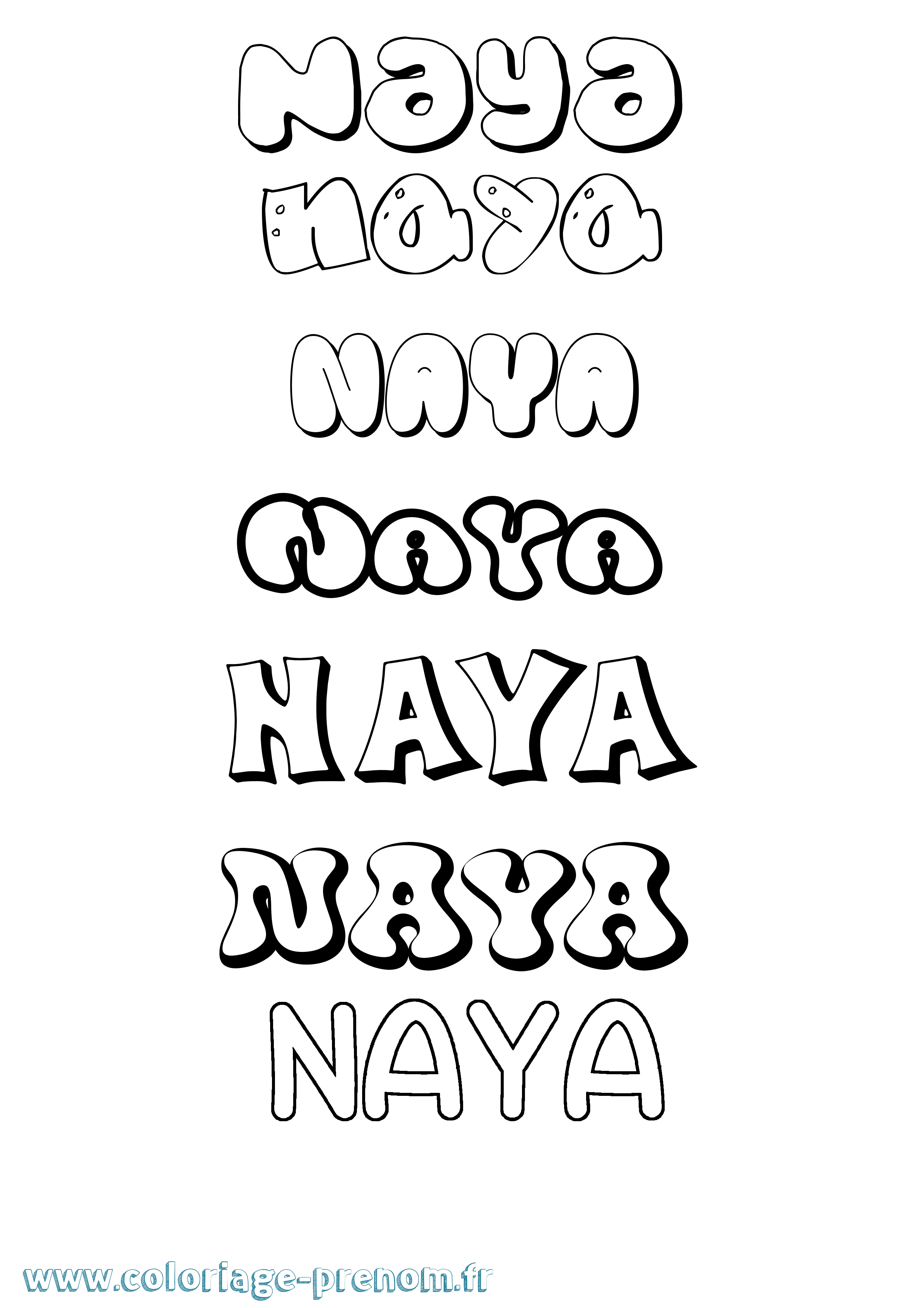 Coloriage Naya Coloriage prénom Naya