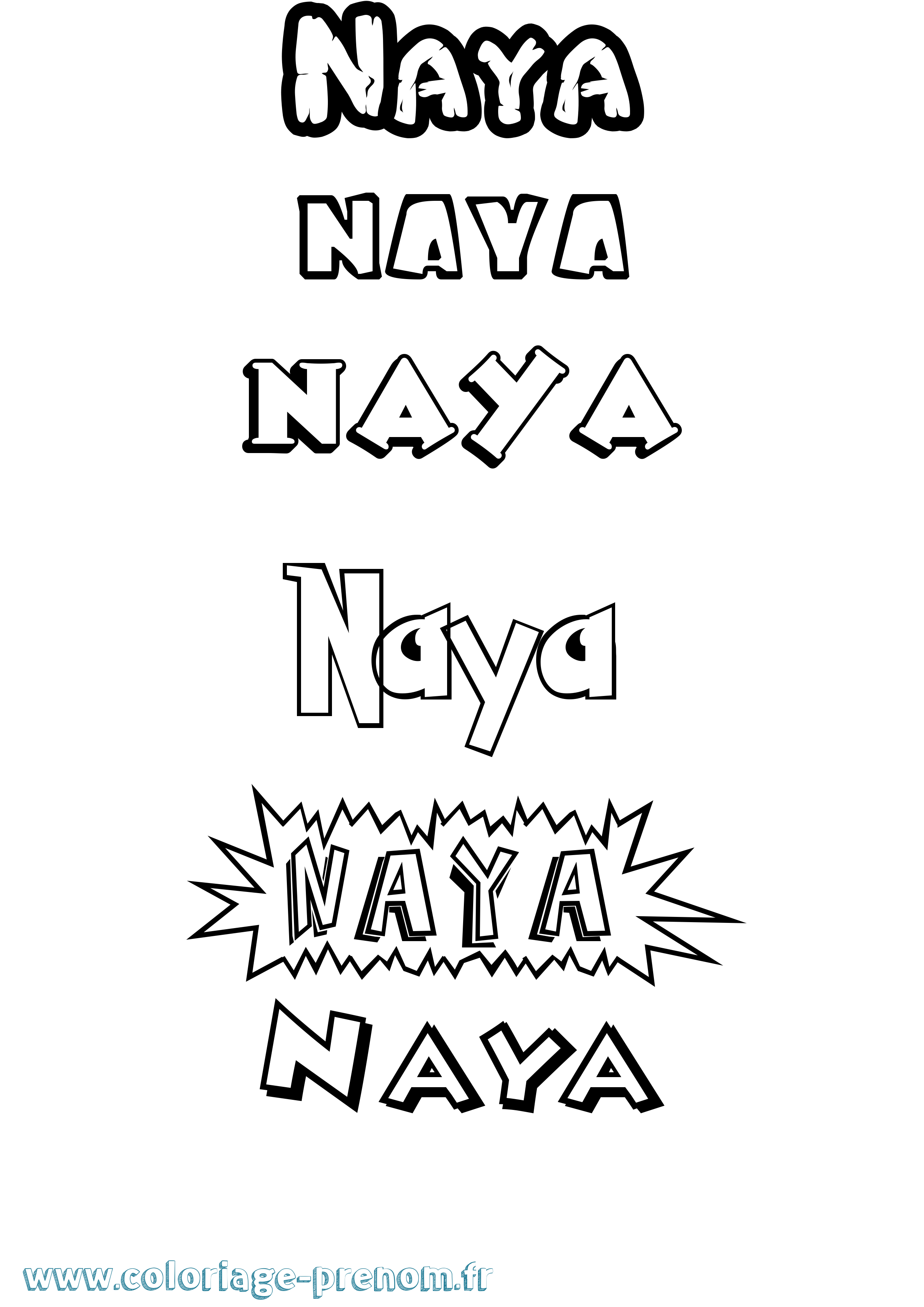 Coloriage Naya Coloriage prénom Naya