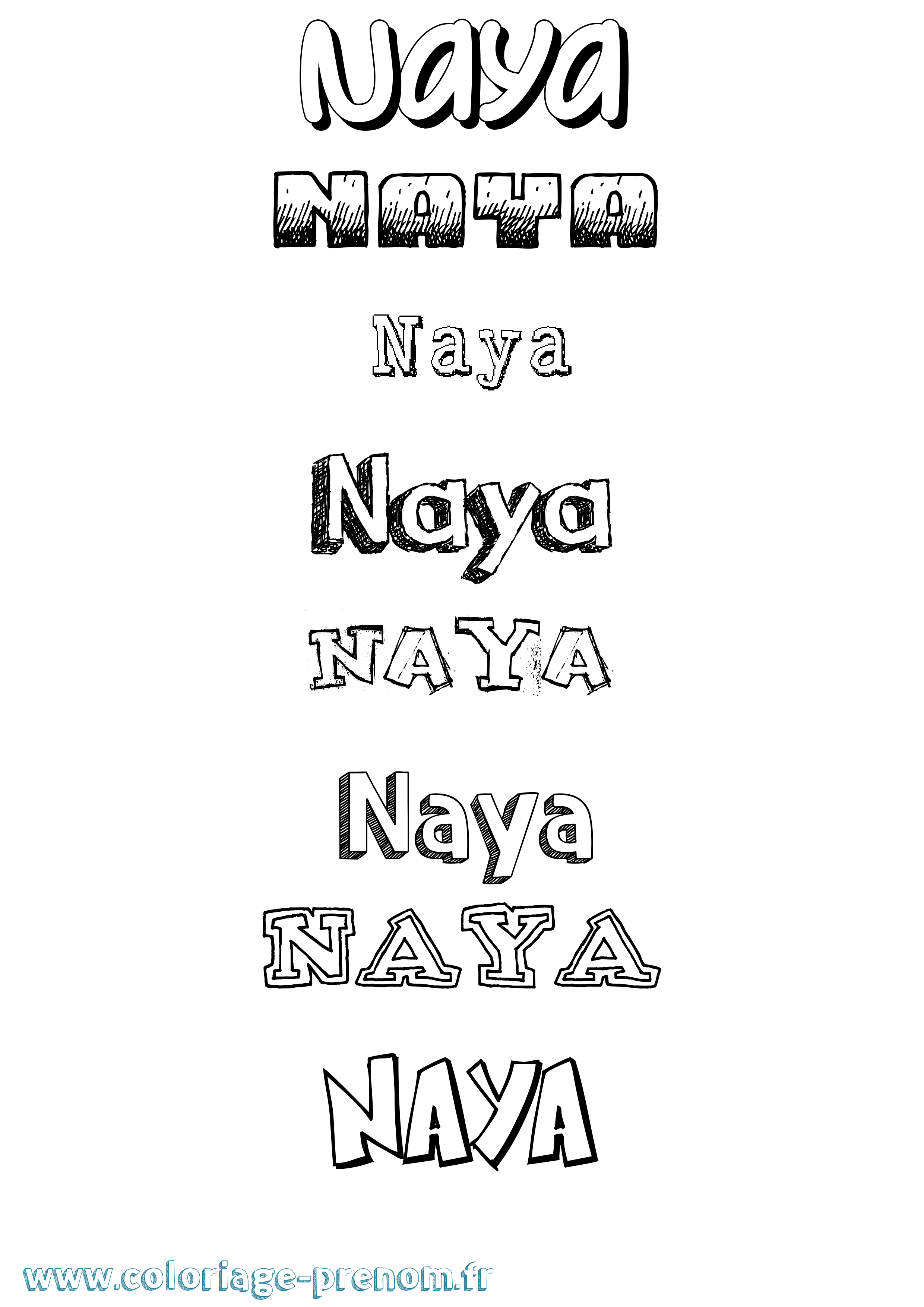 Coloriage Naya Coloriage prénom Naya