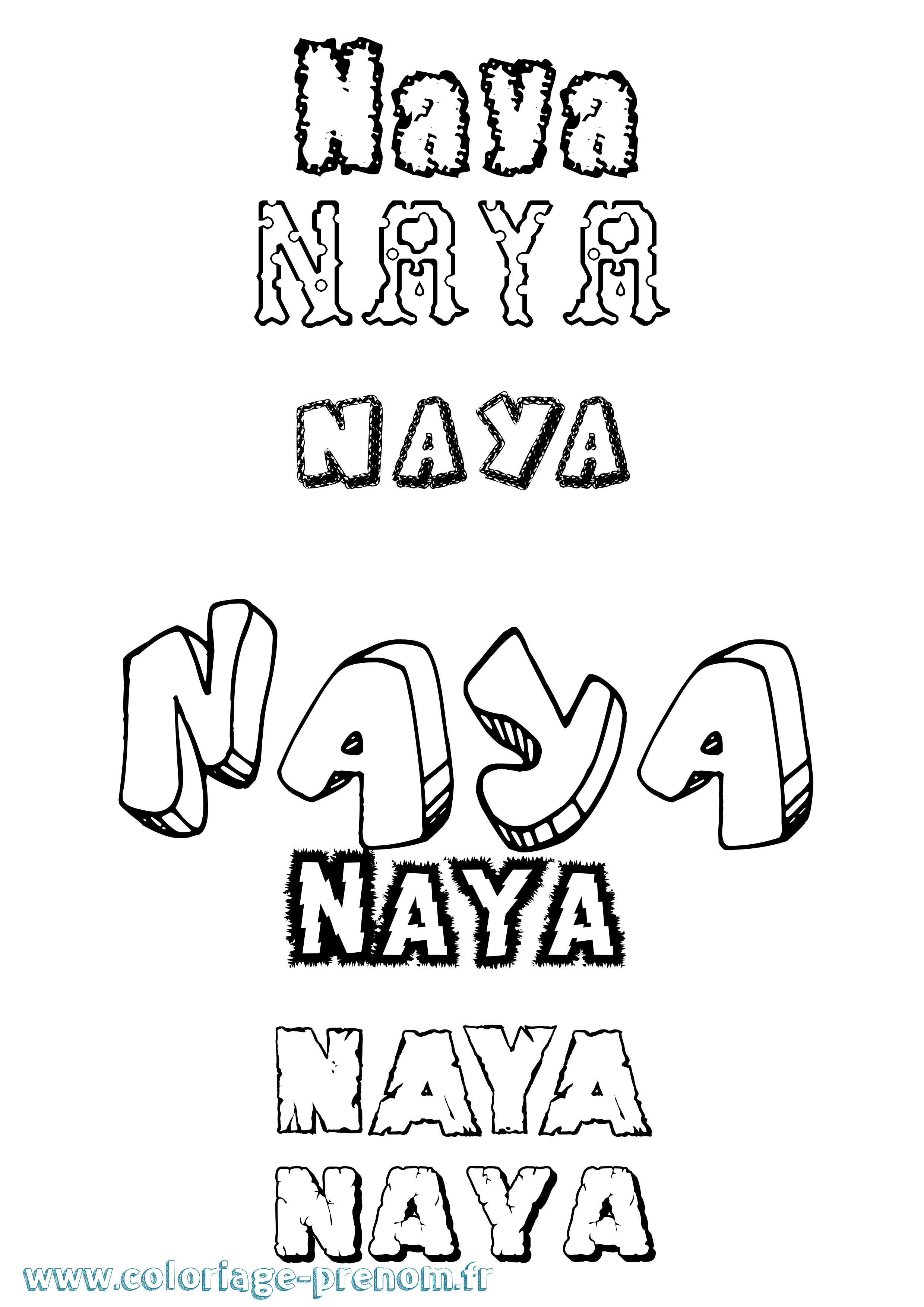 Coloriage Naya Coloriage prénom Naya