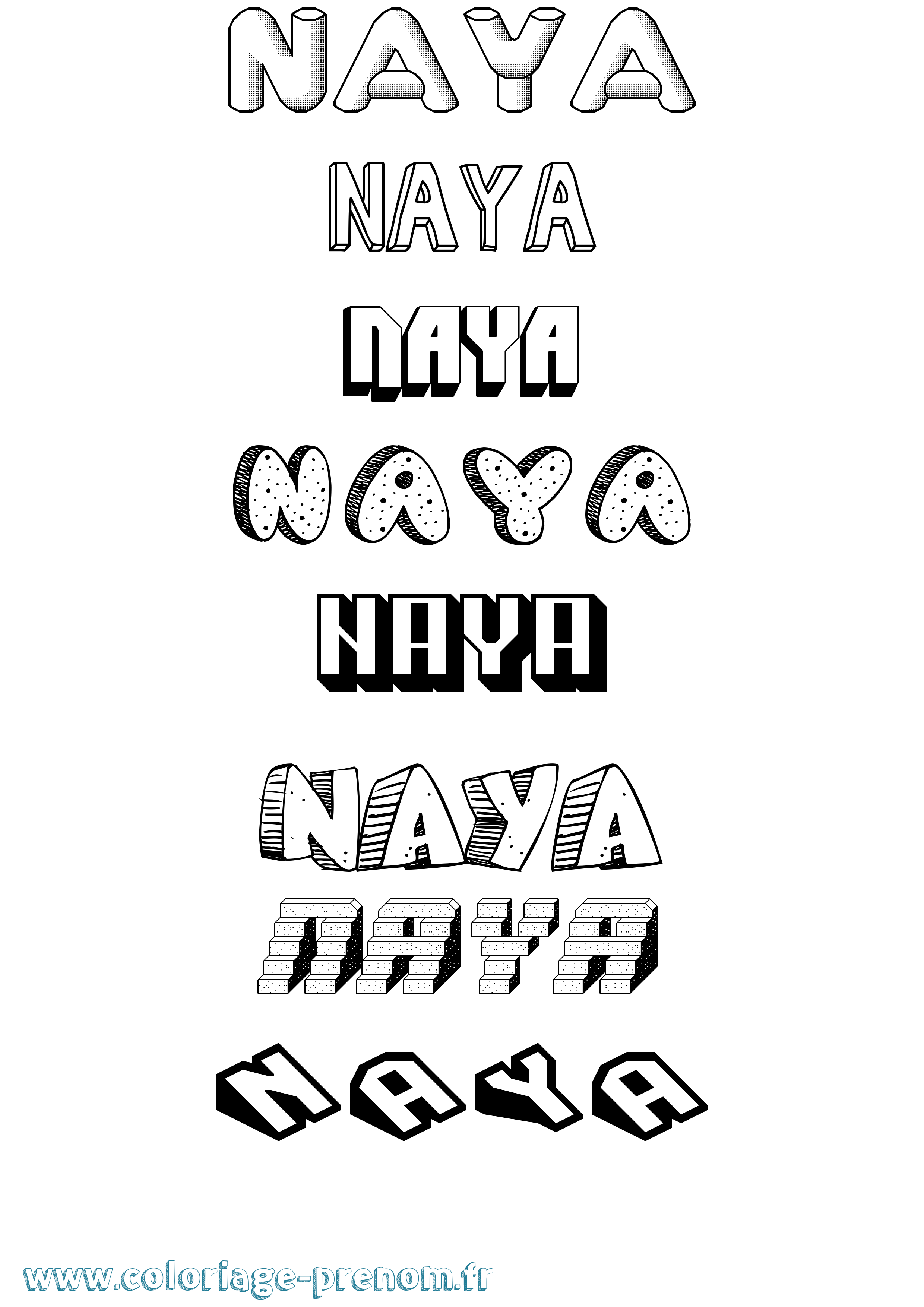 Coloriage Naya Coloriage prénom Naya