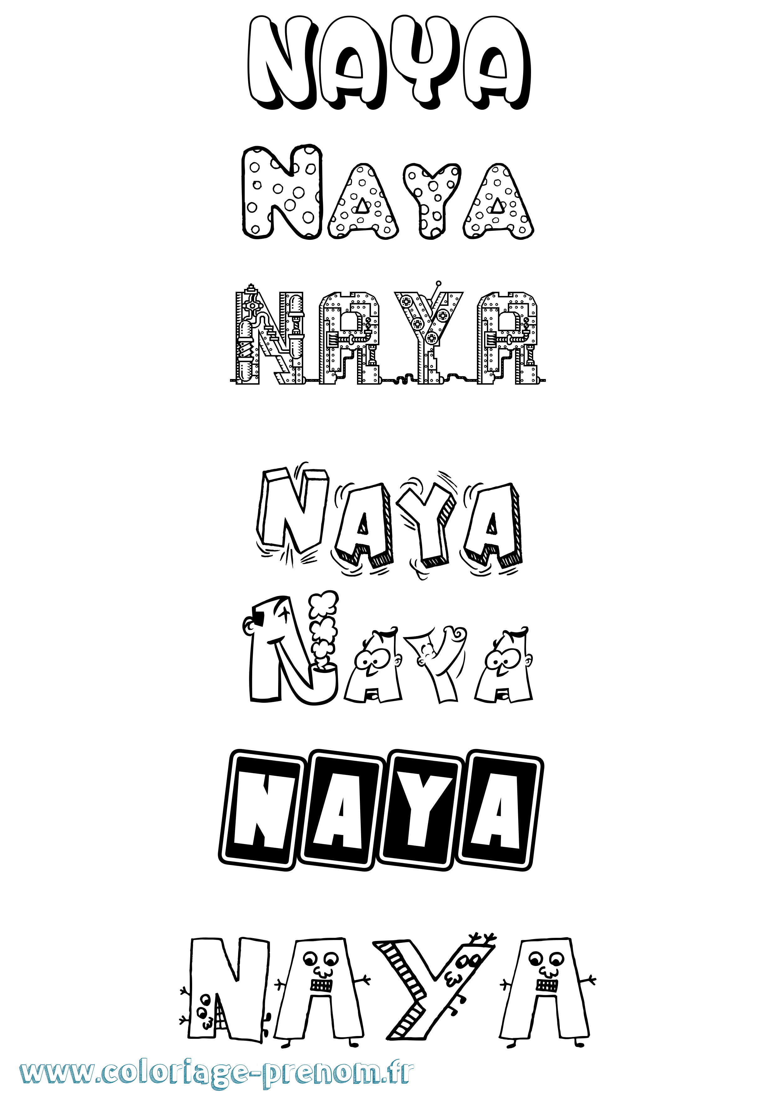 Coloriage Naya Coloriage prénom Naya