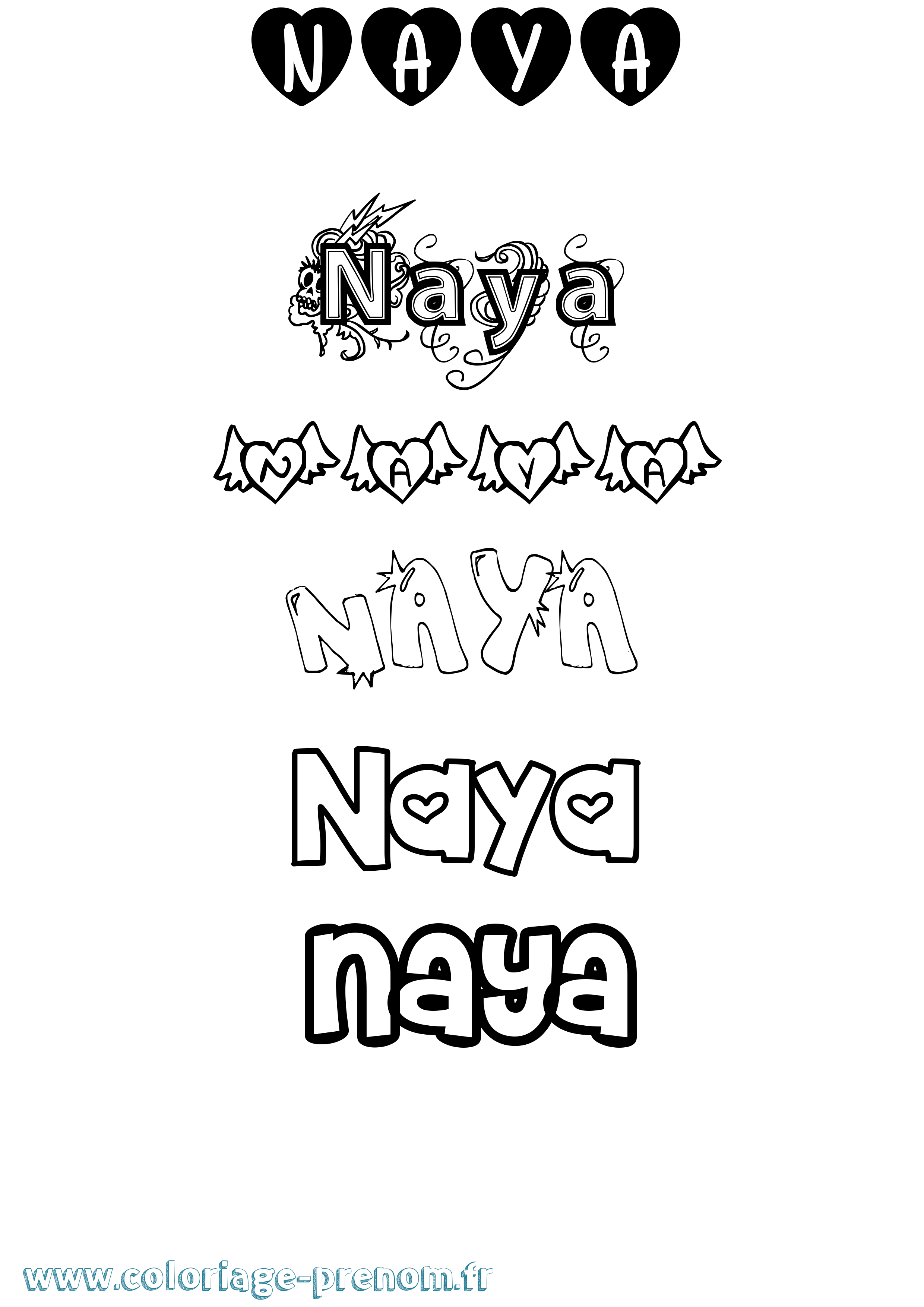Coloriage Naya Coloriage prénom Naya
