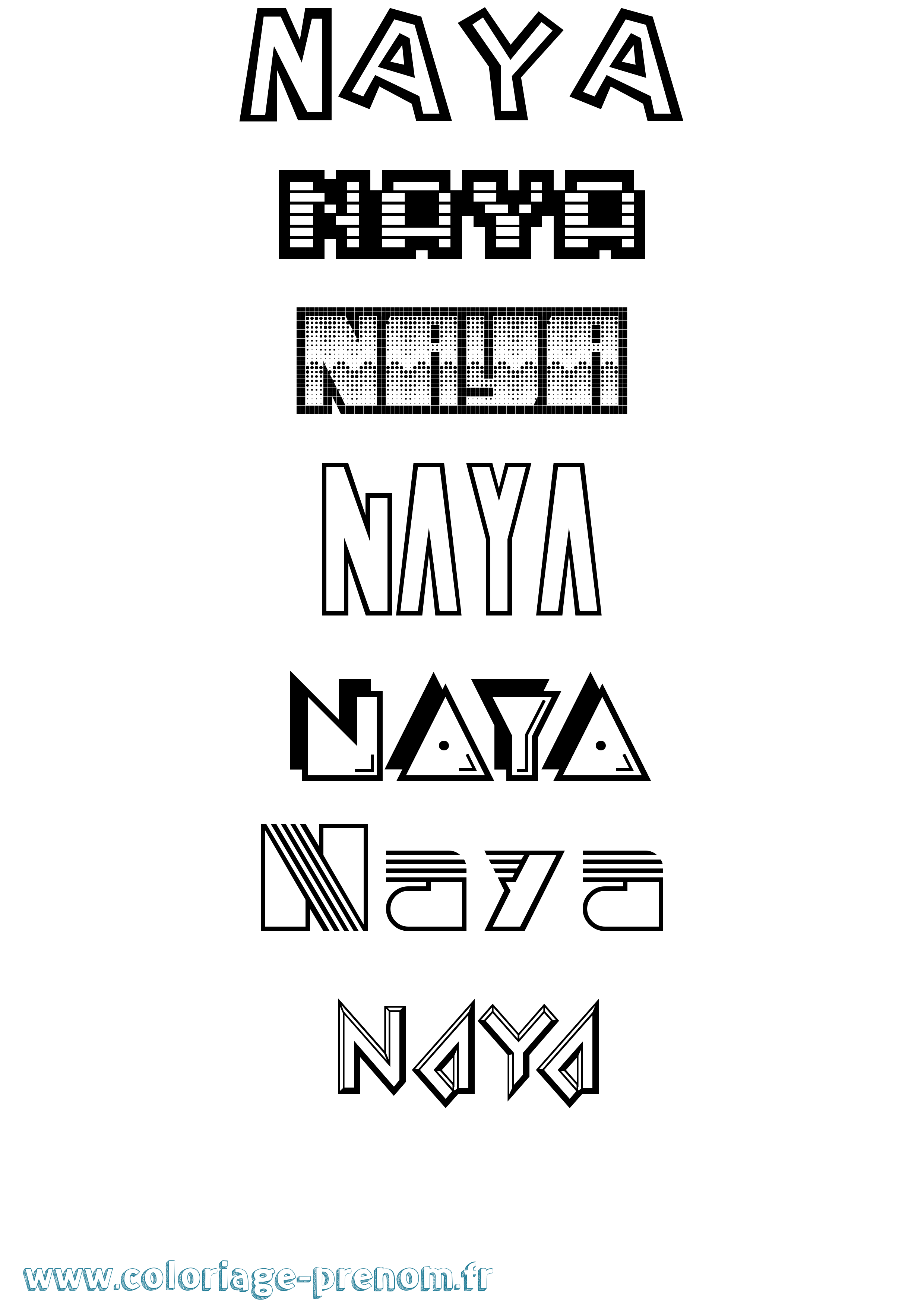 Coloriage Naya Coloriage prénom Naya