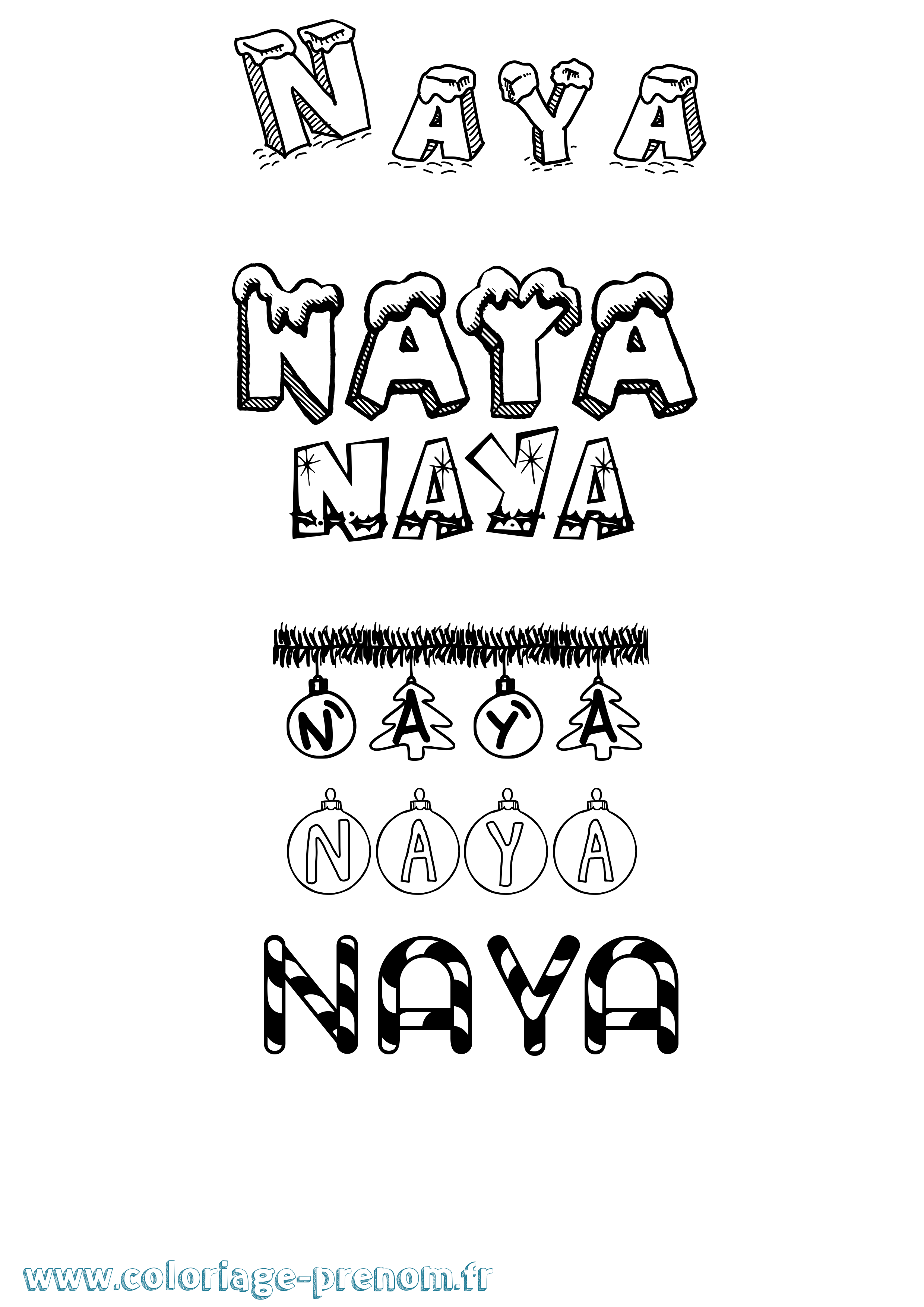 Coloriage Naya Coloriage prénom Naya