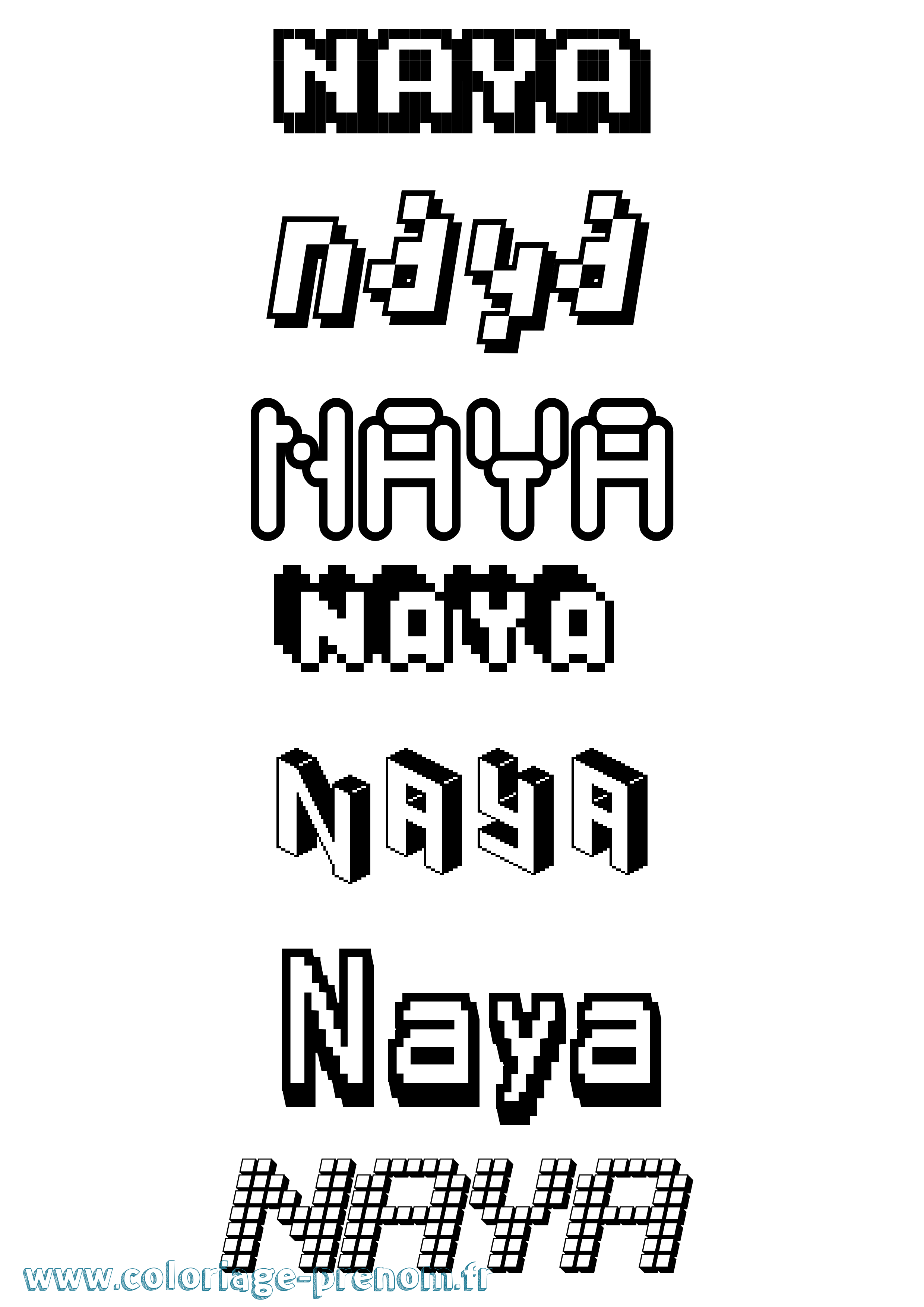 Coloriage prénom Naya