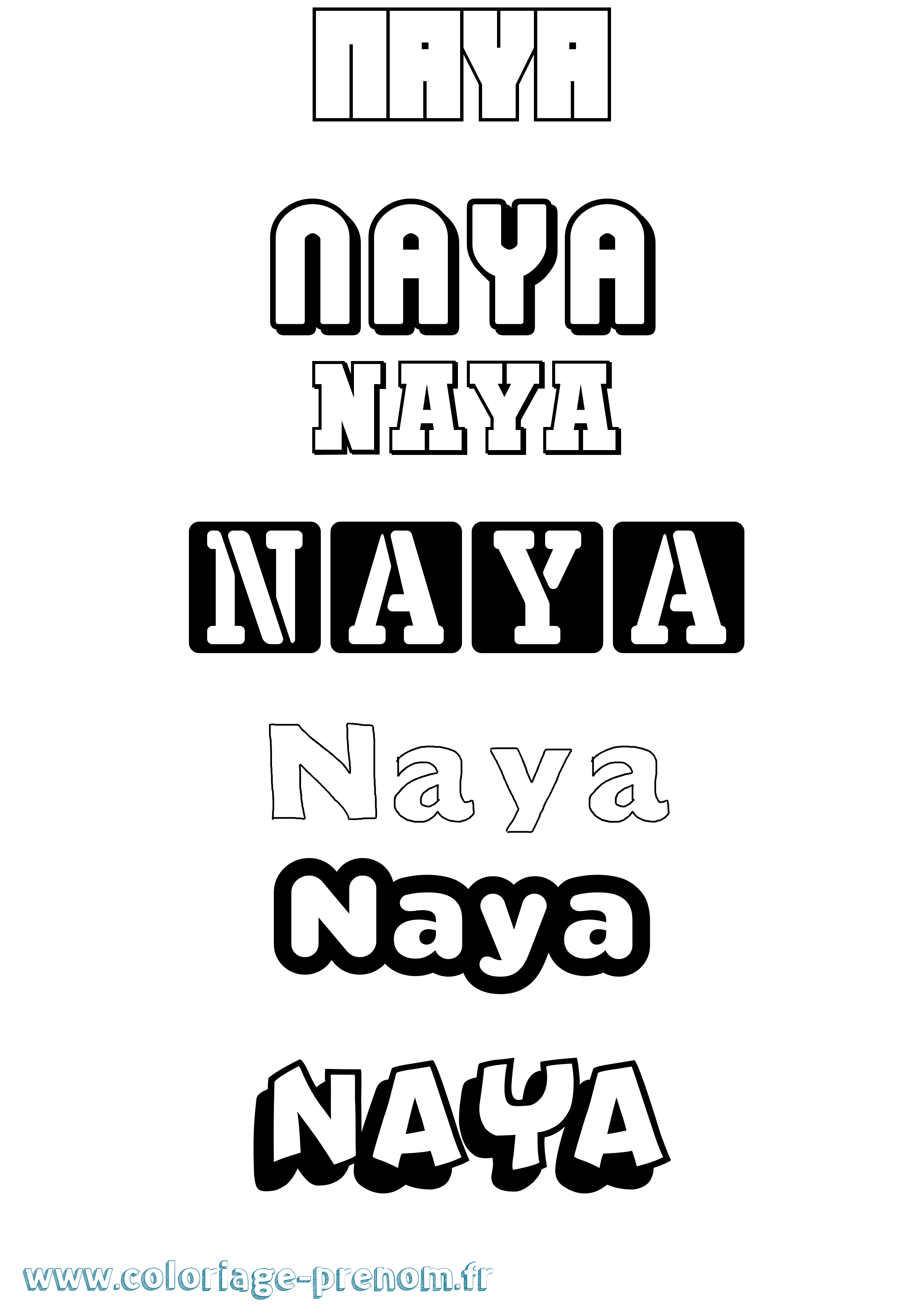 Coloriage prénom Naya
