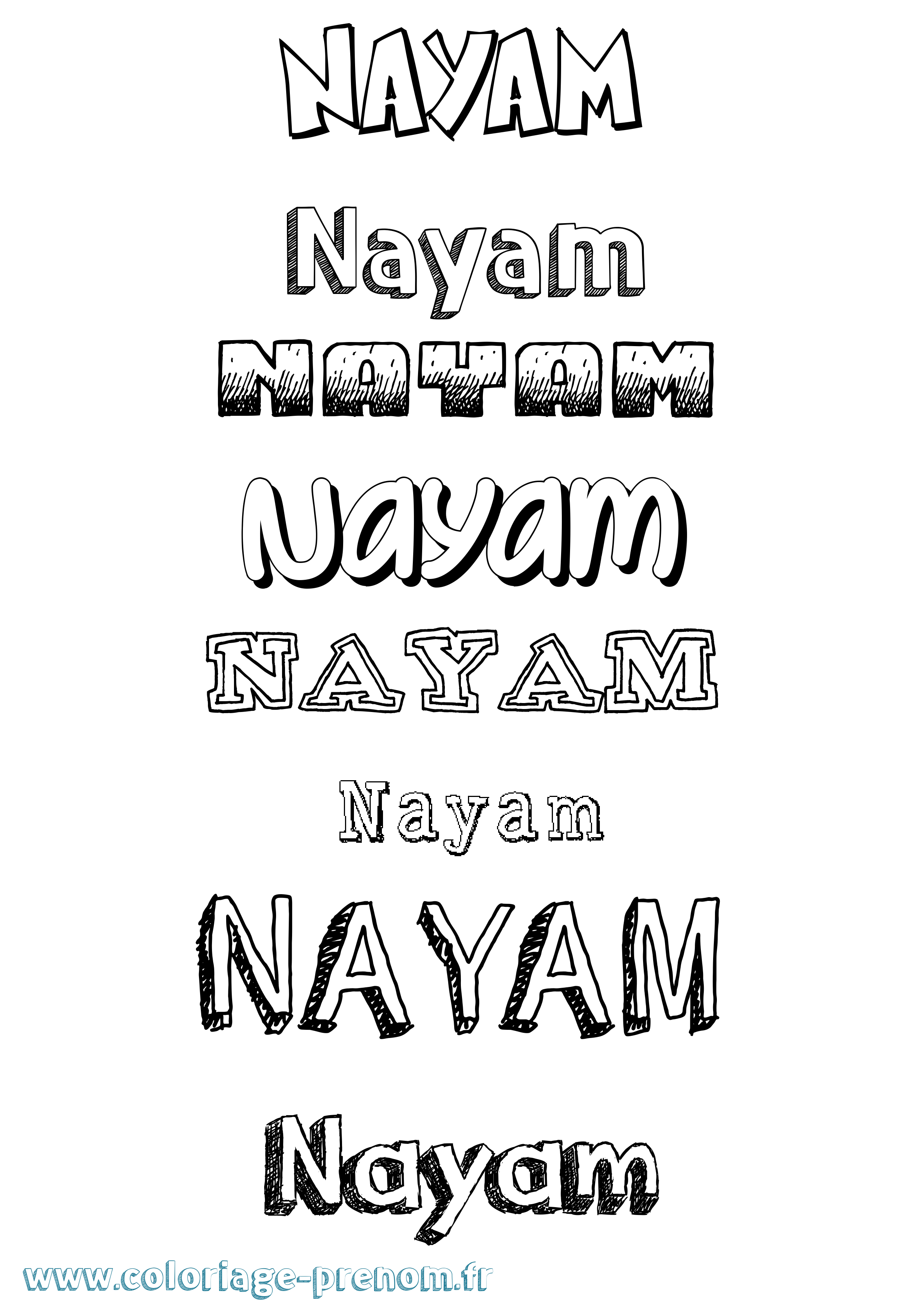 Coloriage Nayam Dessiné Coloriage prénom Nayam Dessiné