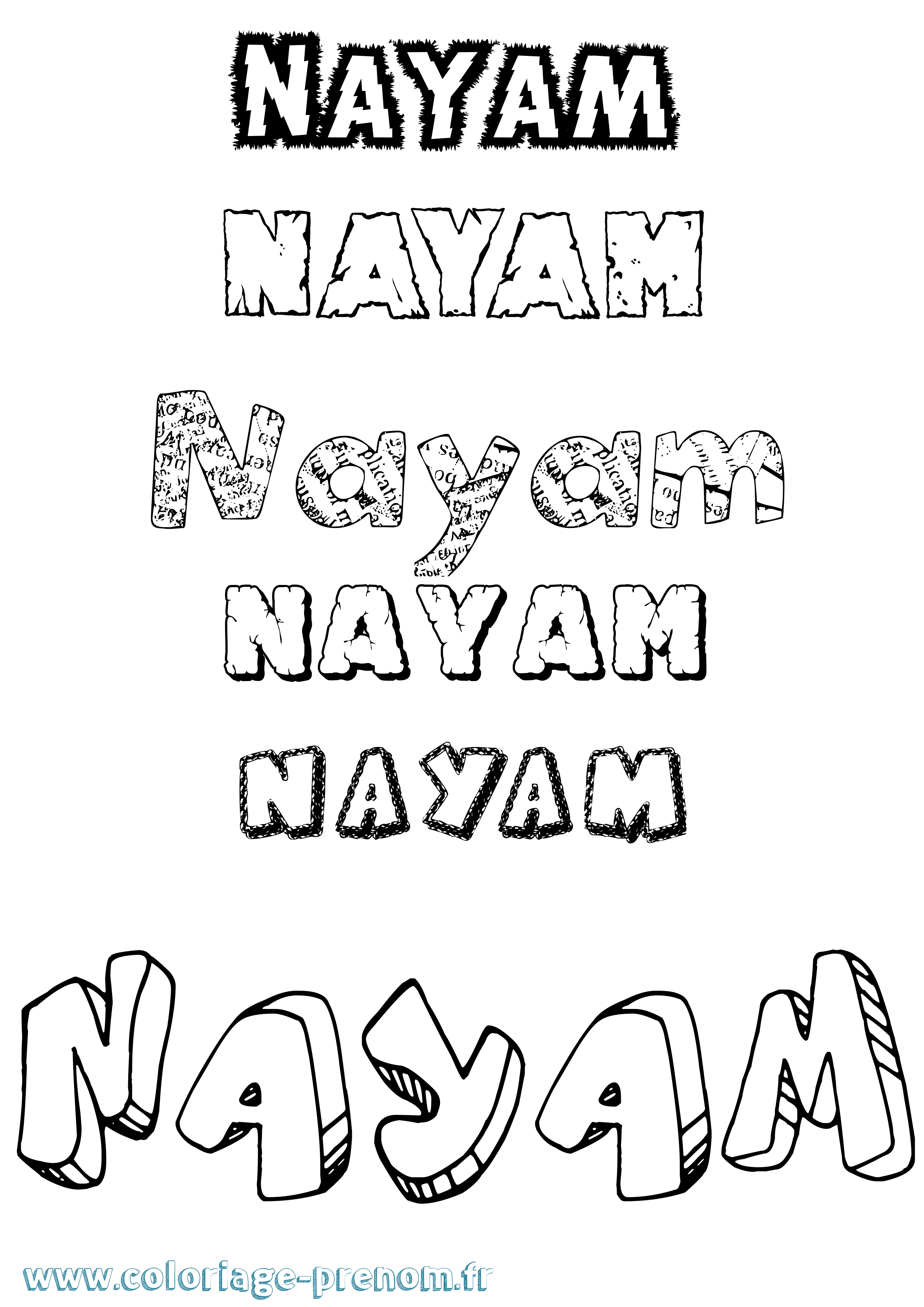 Coloriage Nayam Destructuré Coloriage prénom Nayam Destructuré