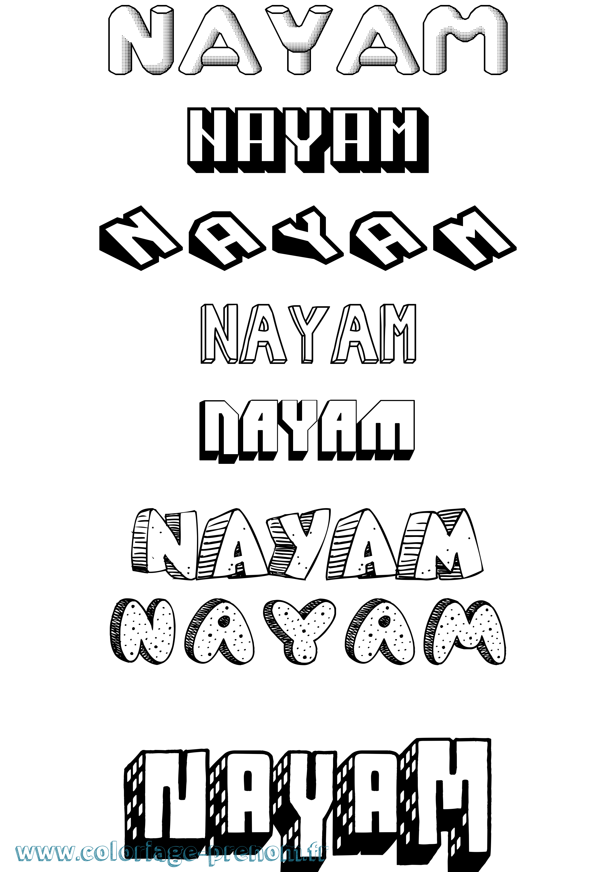 Coloriage Nayam Effet 3D Coloriage prénom Nayam Effet 3D