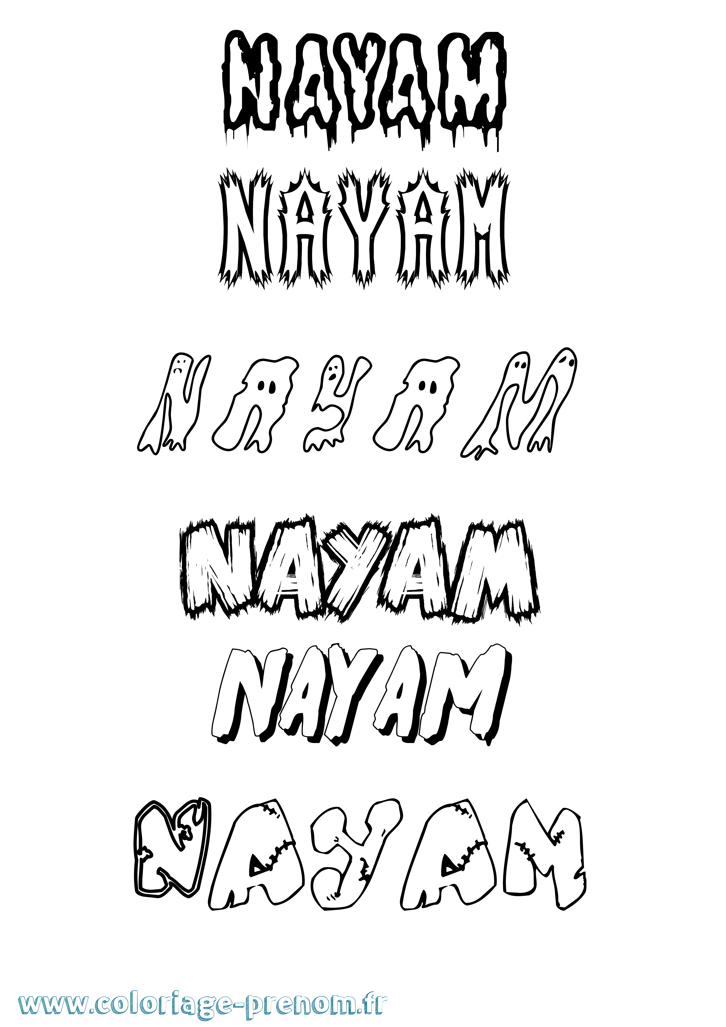 Coloriage Nayam Frisson Coloriage prénom Nayam Frisson
