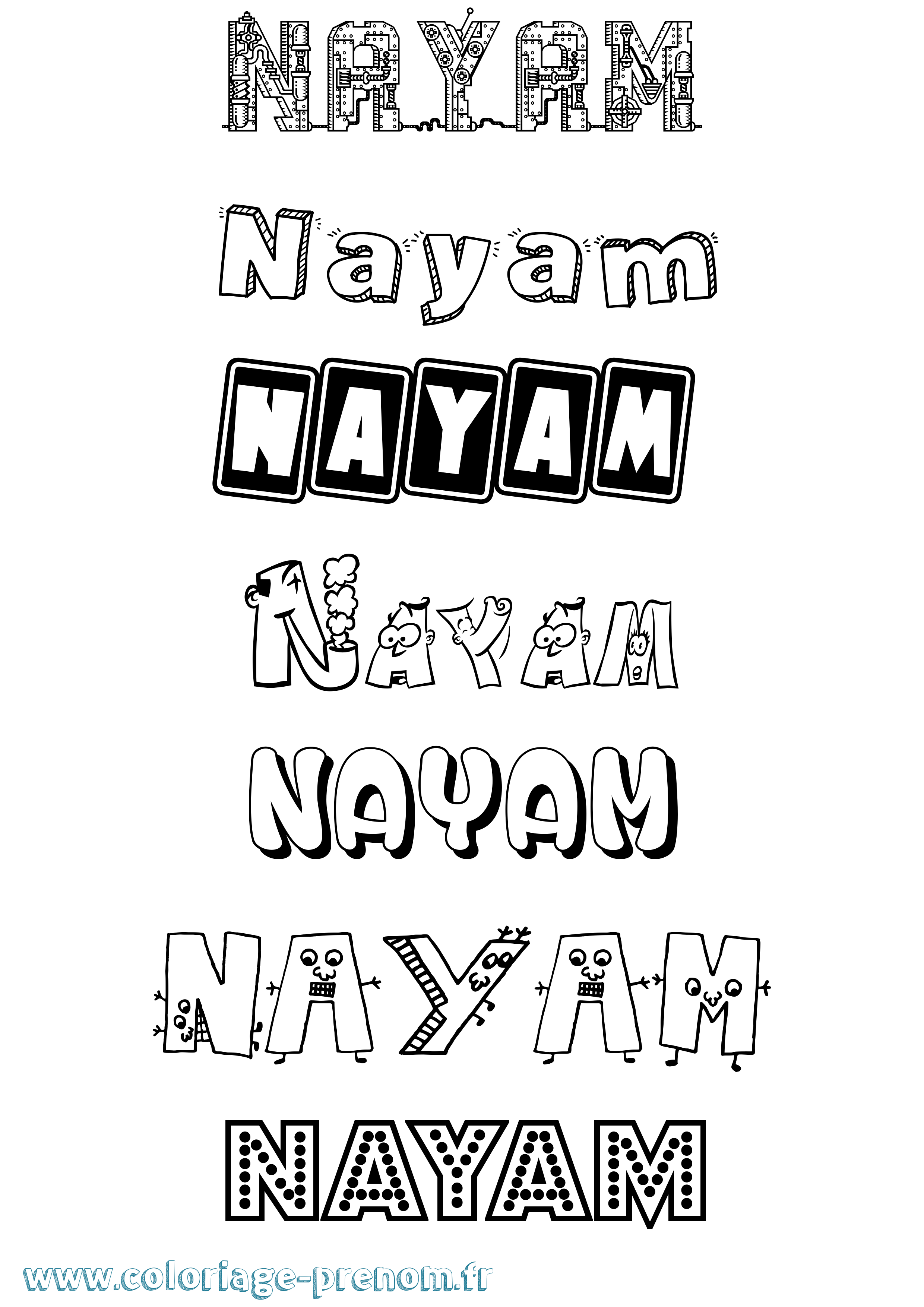 Coloriage Nayam Fun Coloriage prénom Nayam Fun