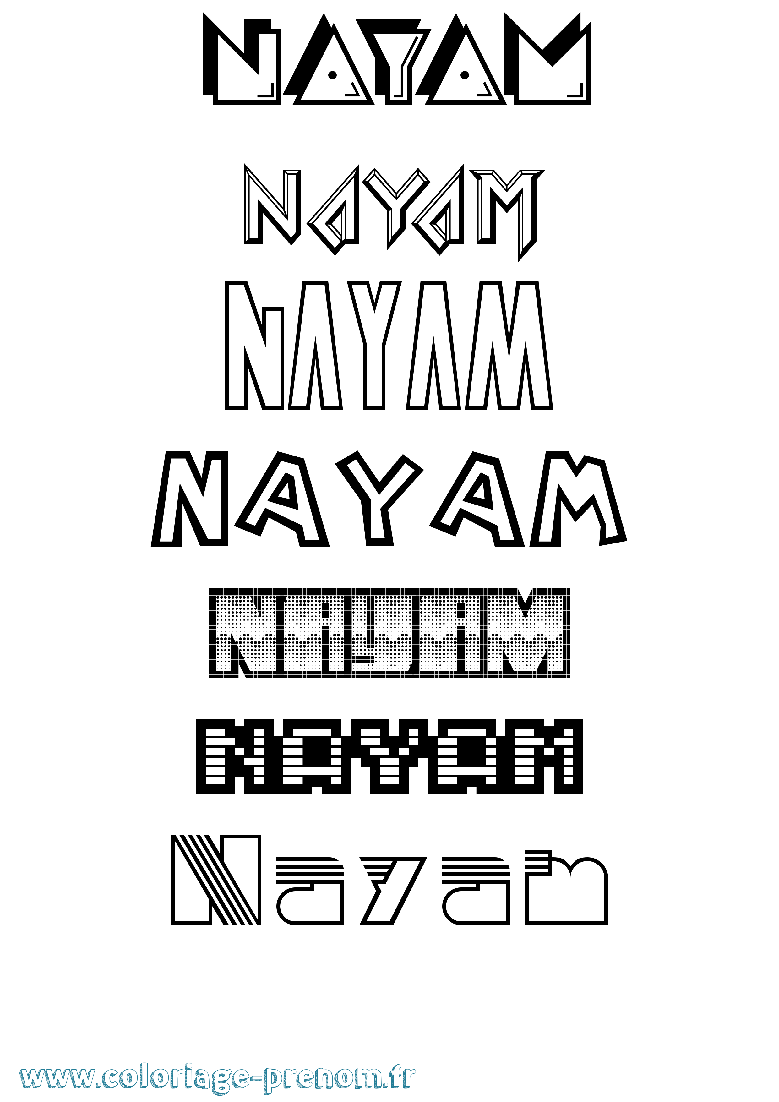 Coloriage Nayam Jeux Vidéos Coloriage prénom Nayam Jeux Vidéos