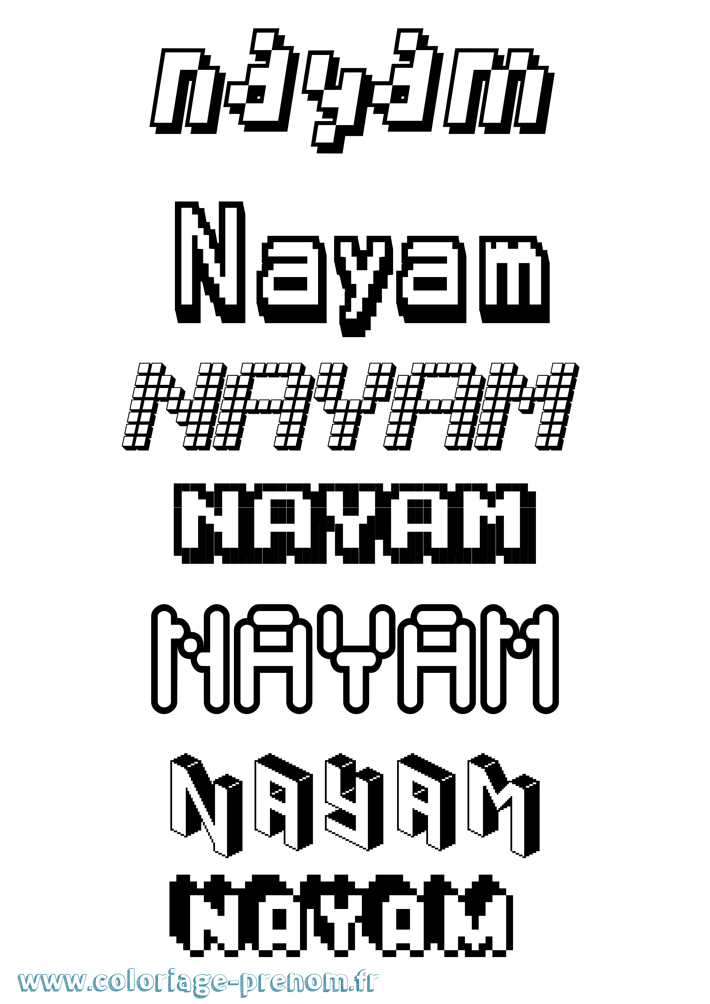 Coloriage Nayam Pixel Coloriage prénom Nayam Pixel