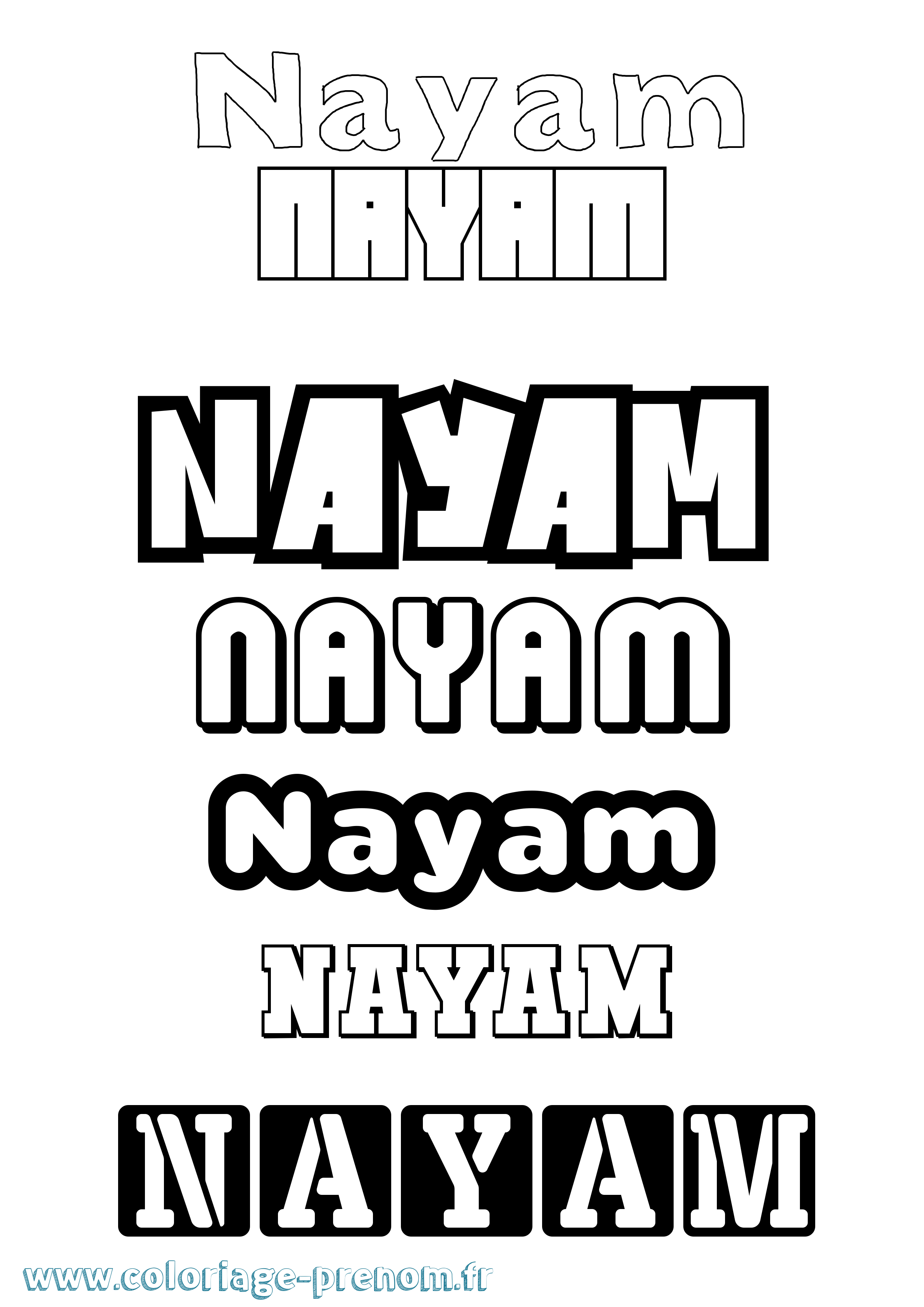 Coloriage Nayam Simple Coloriage prénom Nayam Simple
