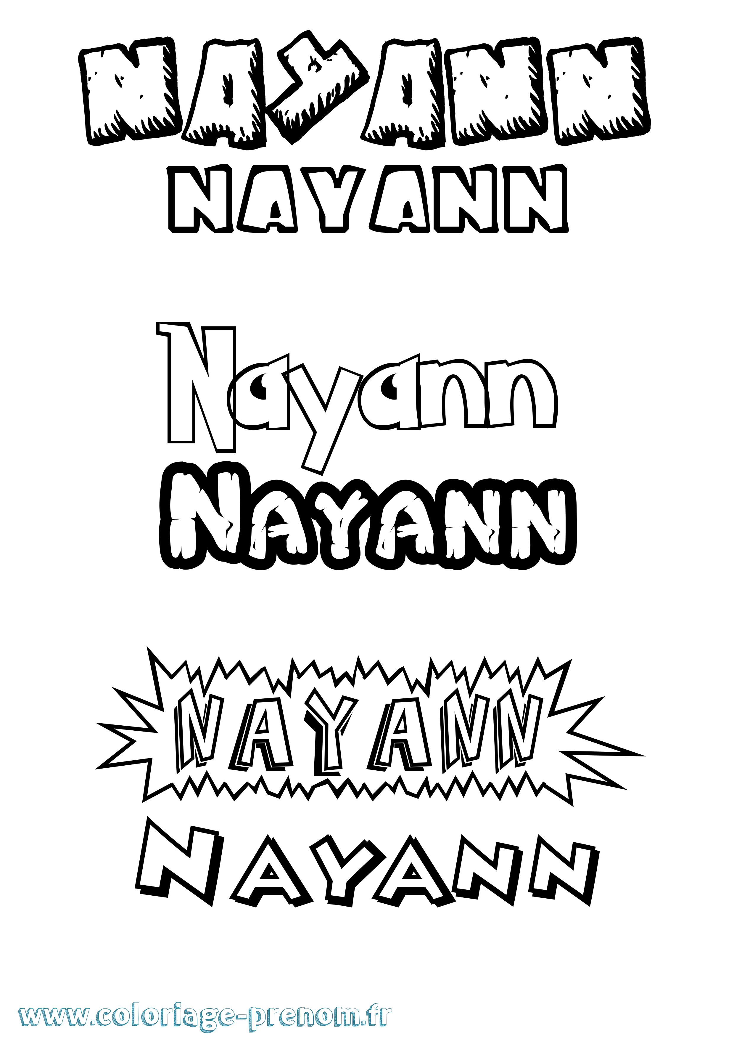 Coloriage Nayann Dessin Animé Coloriage prénom Nayann Dessin Animé