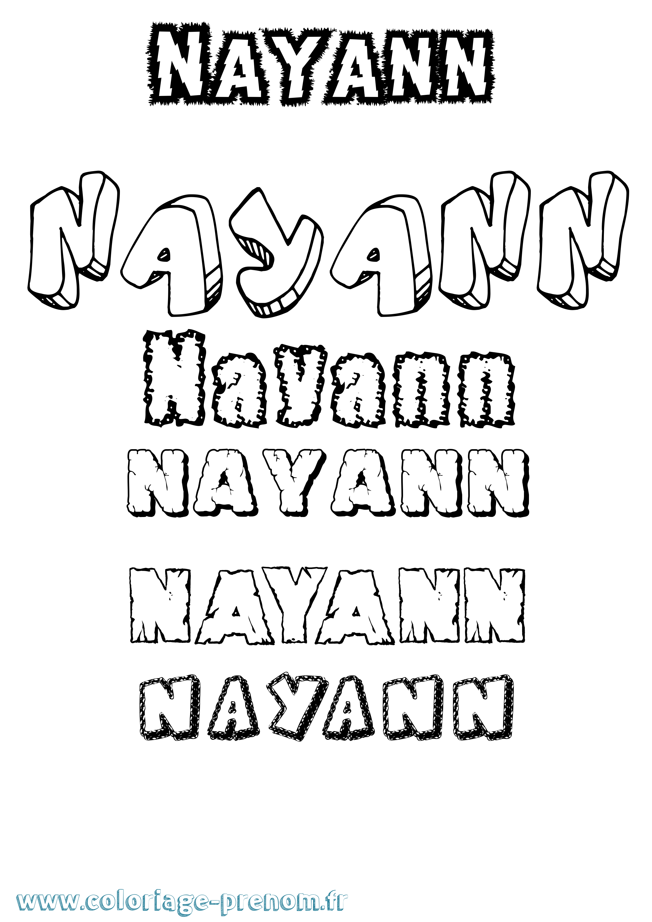 Coloriage Nayann Destructuré Coloriage prénom Nayann Destructuré