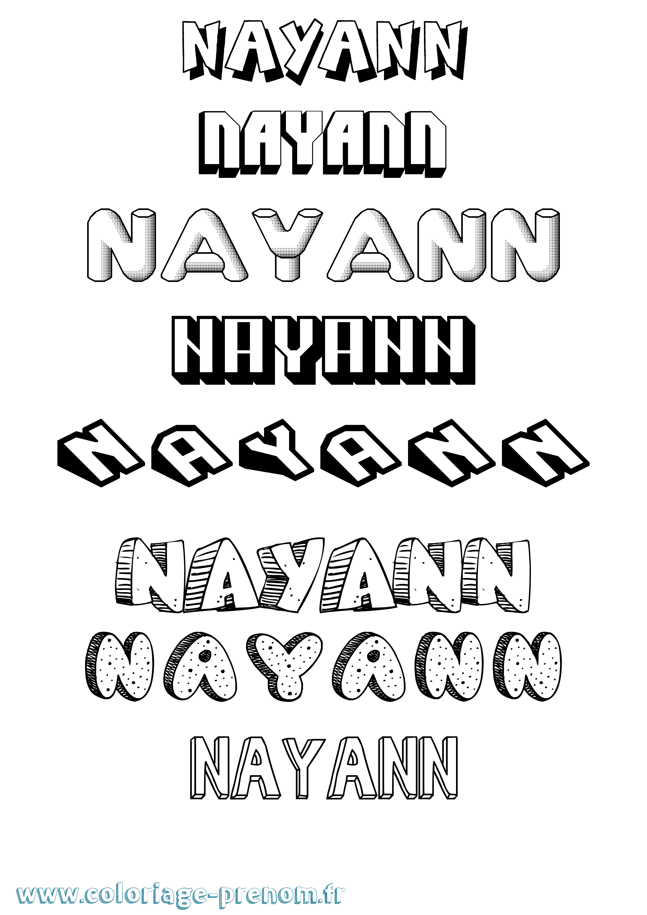 Coloriage Nayann Effet 3D Coloriage prénom Nayann Effet 3D