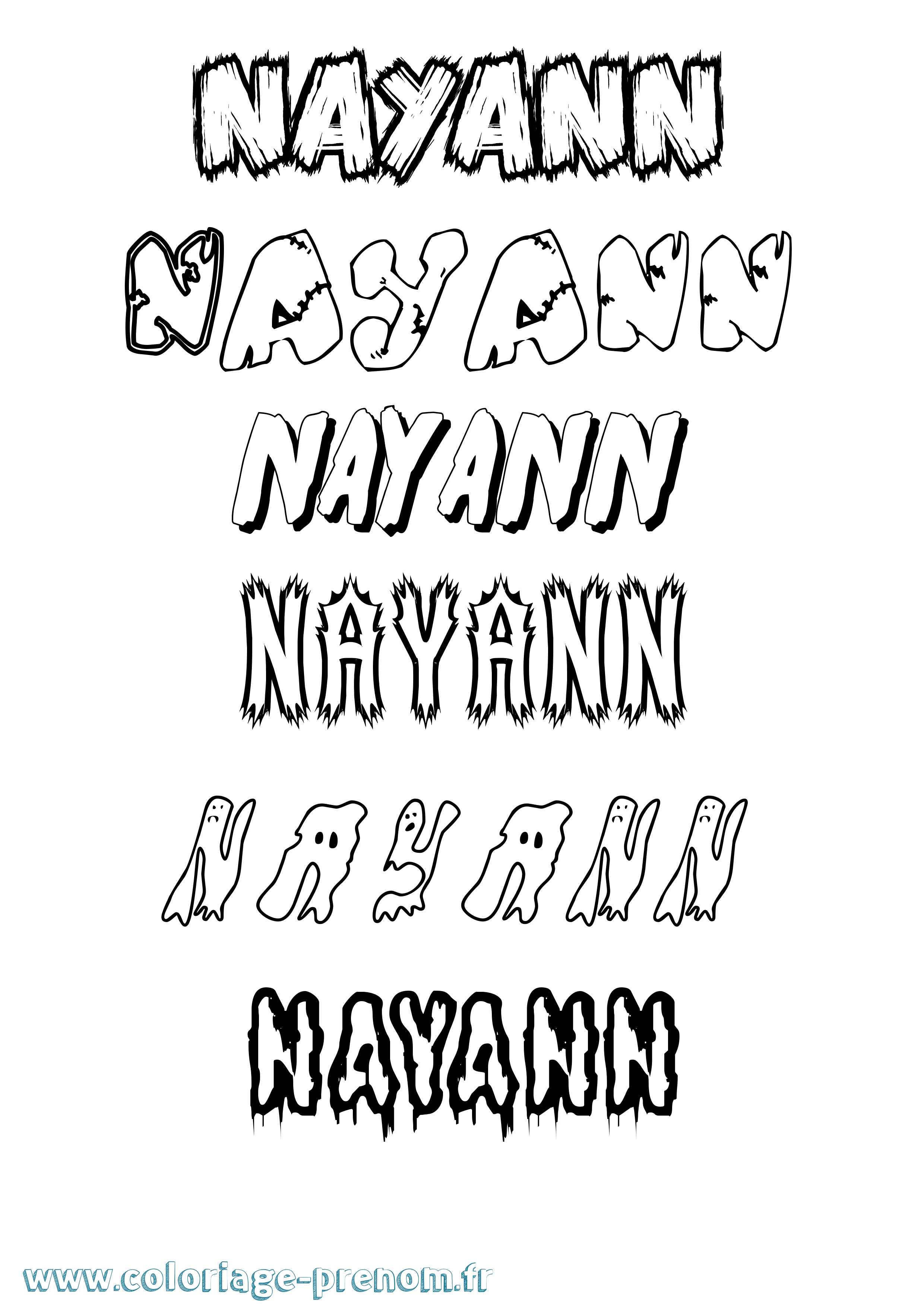 Coloriage Nayann Frisson Coloriage prénom Nayann Frisson